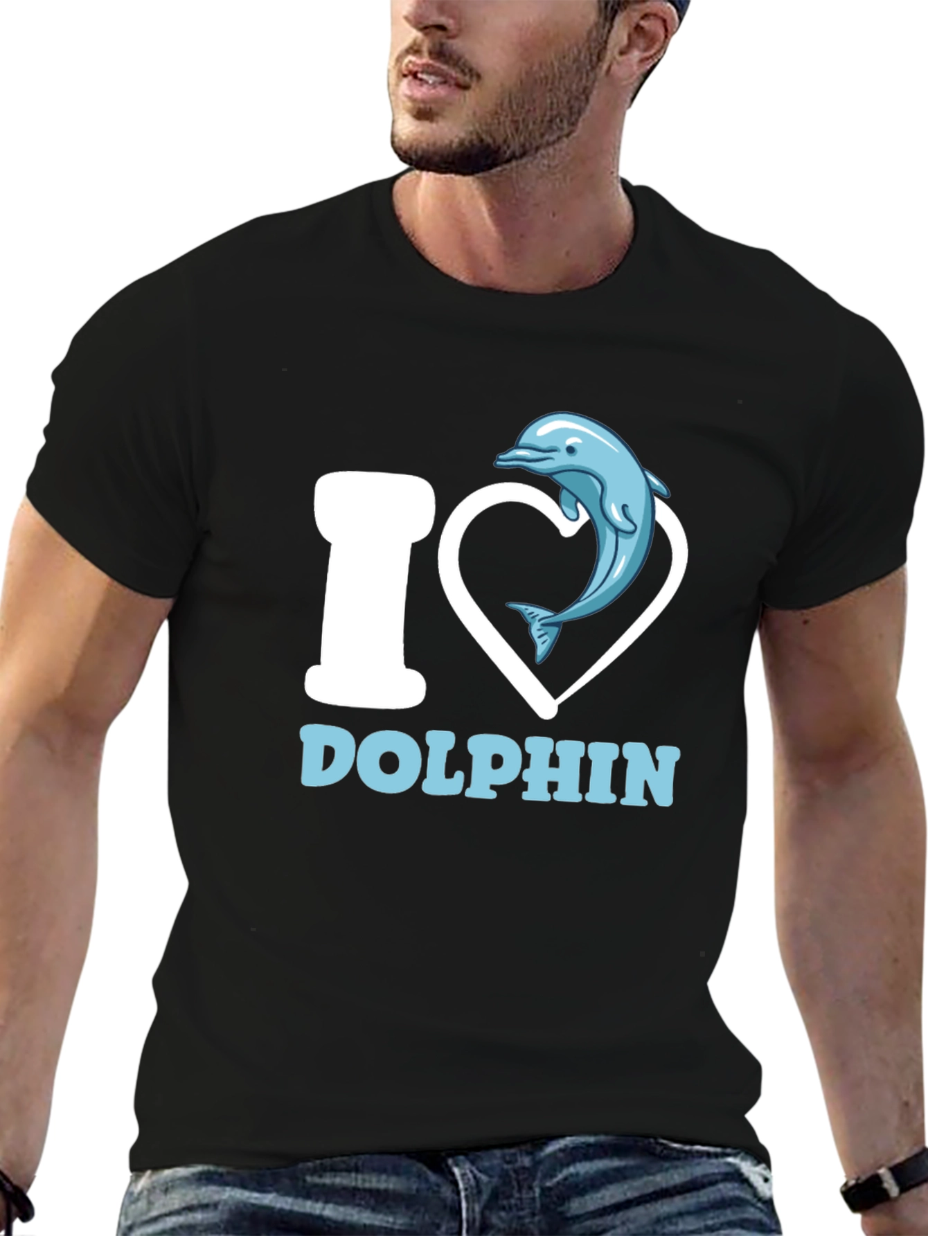I Heart Dolphins Black T-Shirt Animal Lover Graphic Tee