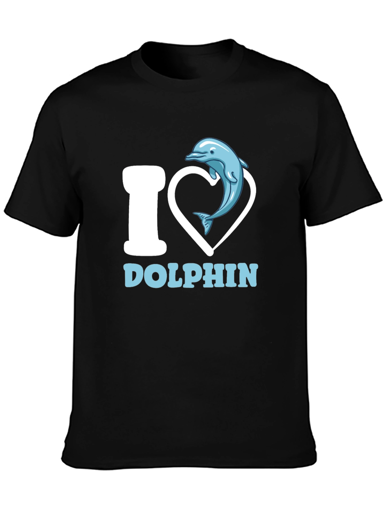 I Heart Dolphins Black T-Shirt Animal Lover Graphic Tee