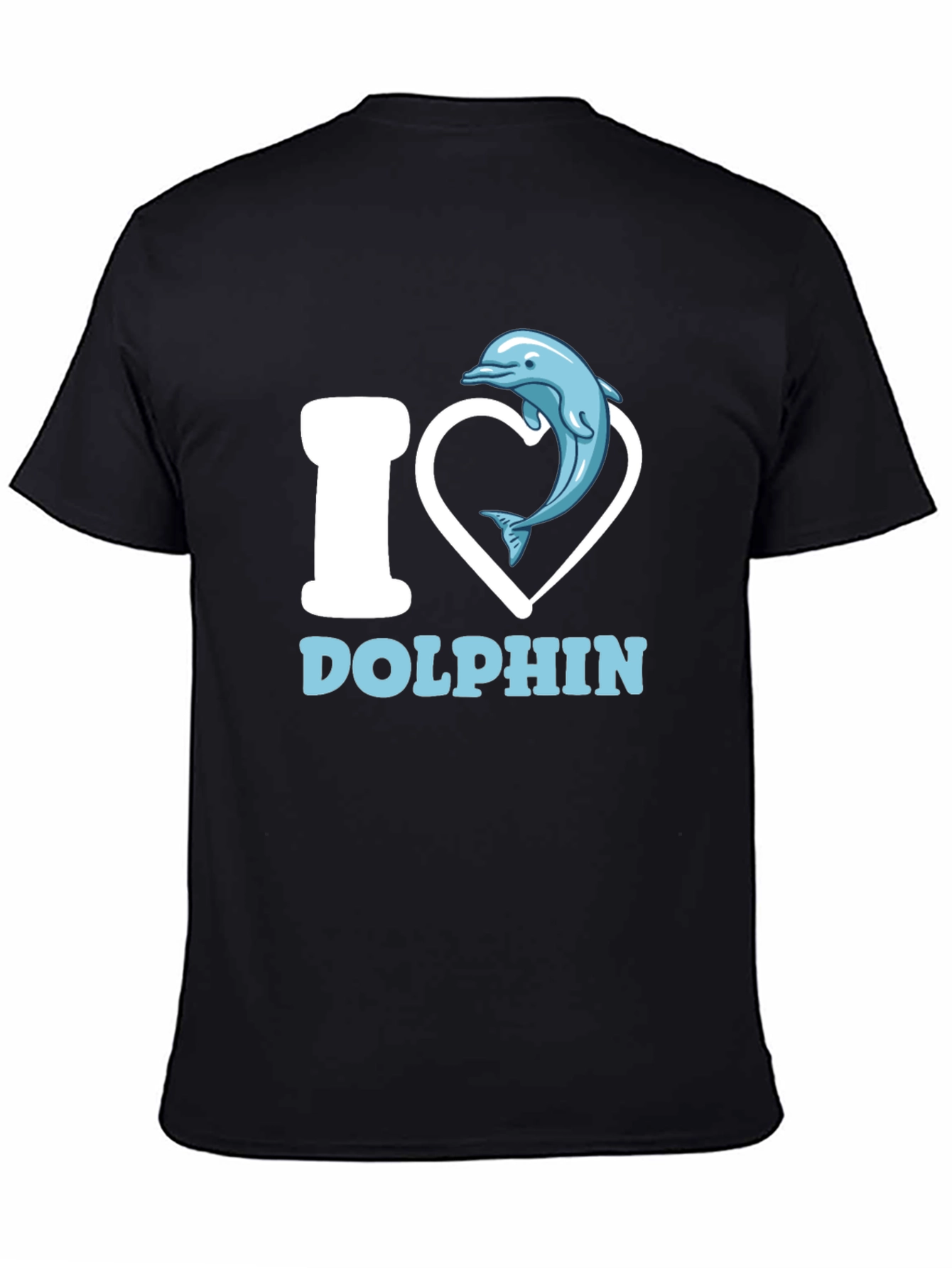 I Heart Dolphins Black T-Shirt Animal Lover Graphic Tee