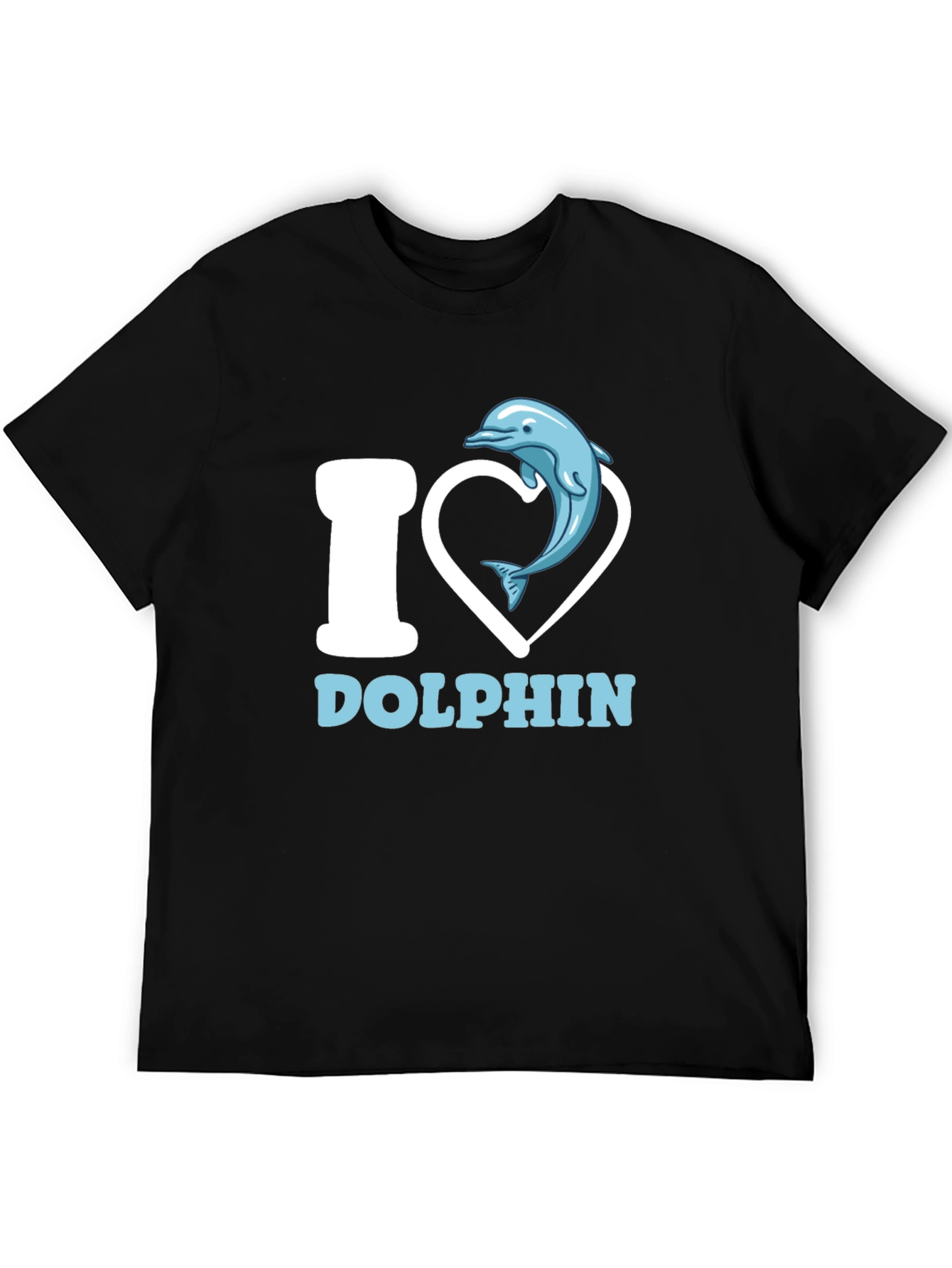 I Heart Dolphins Black T-Shirt Animal Lover Graphic Tee