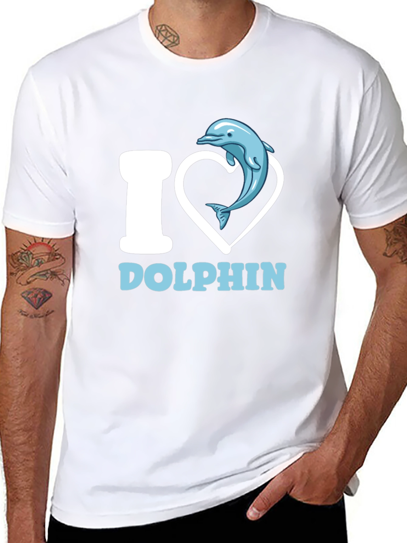 I Heart Dolphins Black T-Shirt Animal Lover Graphic Tee