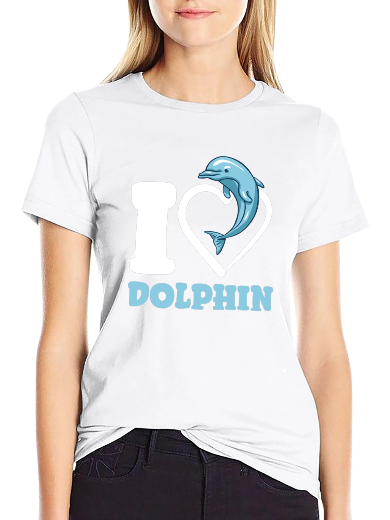 I Heart Dolphins Black T-Shirt Animal Lover Graphic Tee