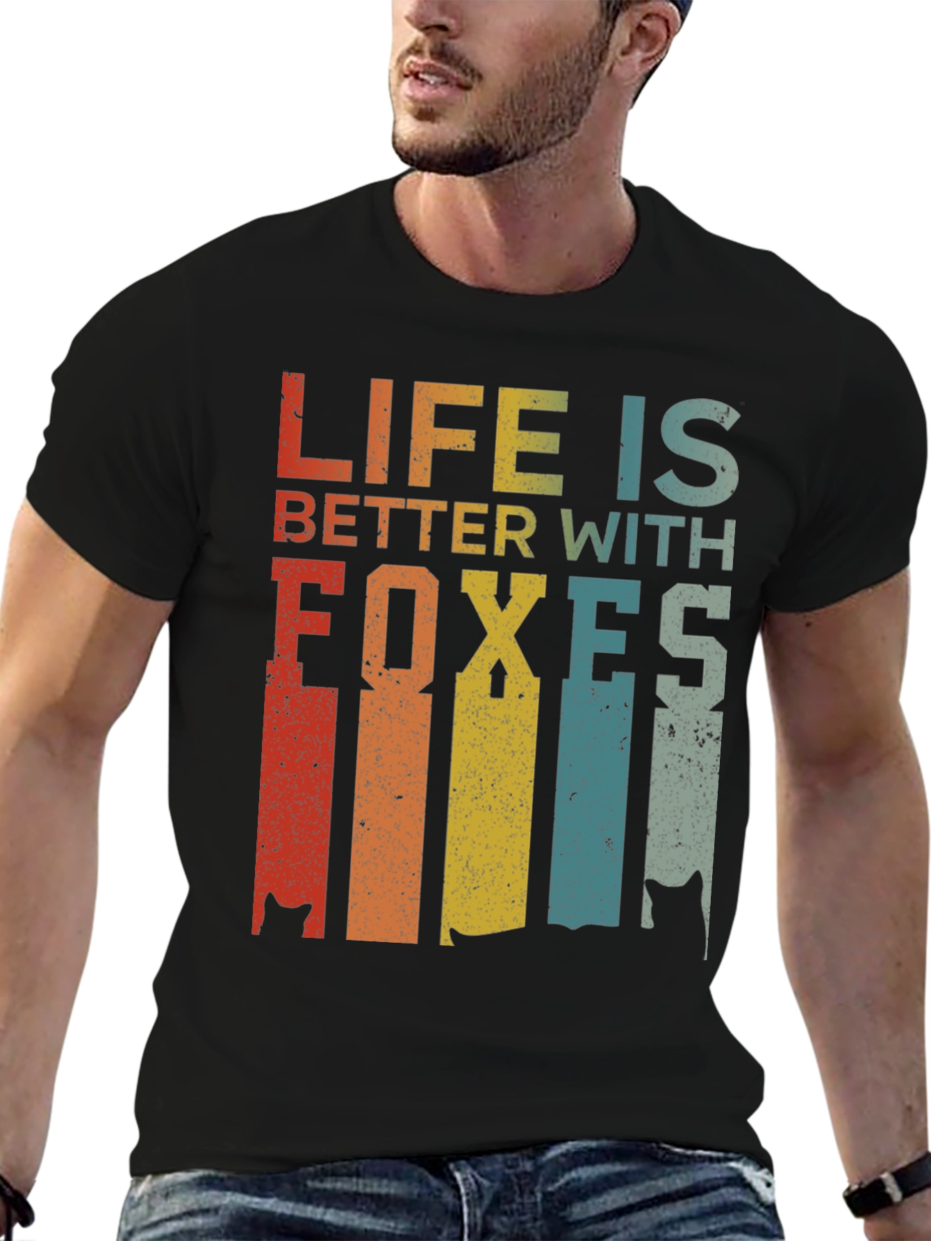 Life is Better with Foxes Retro Graphic T-Shirt