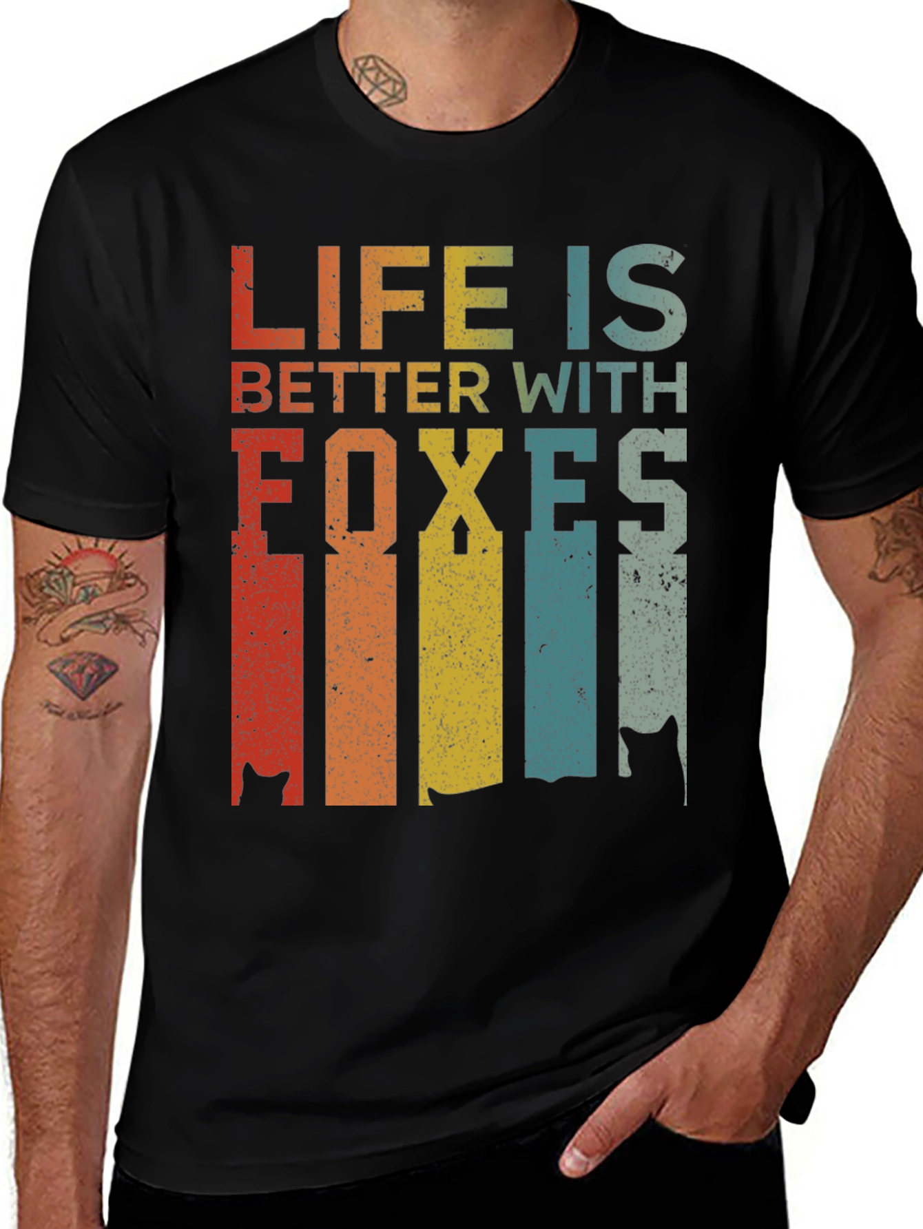 Life is Better with Foxes Retro Graphic T-Shirt