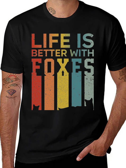 Life is Better with Foxes Retro Graphic T-Shirt