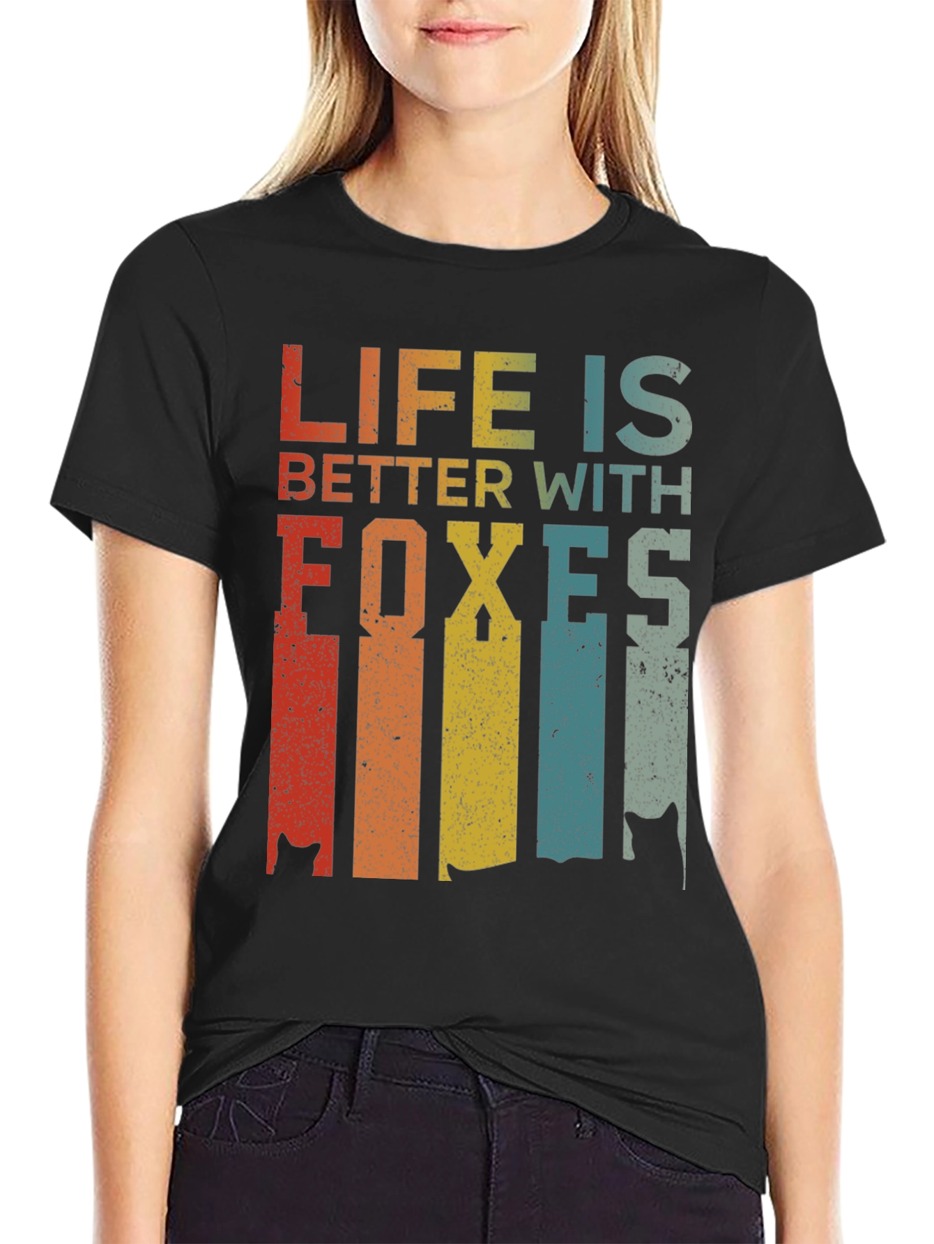 Life is Better with Foxes Retro Graphic T-Shirt