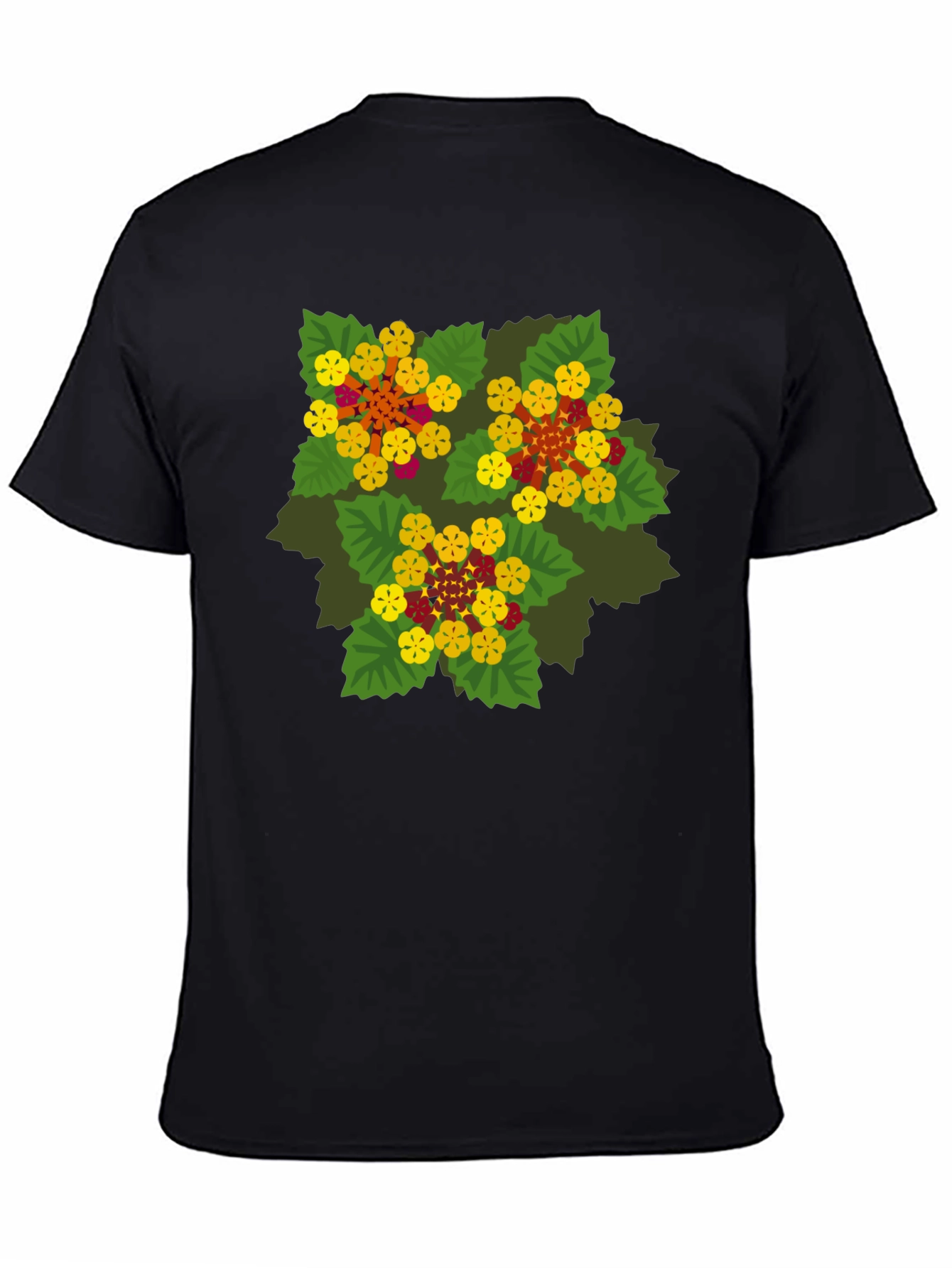 Floral Graphic Print Black T-Shirt