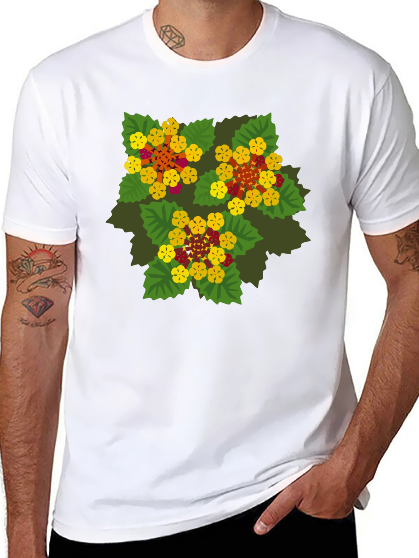 Floral Graphic Print Black T-Shirt