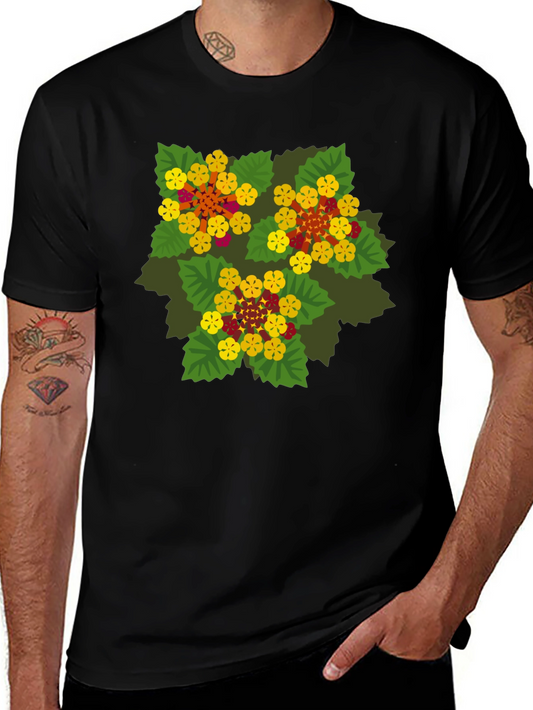 Floral Graphic Print Black T-Shirt