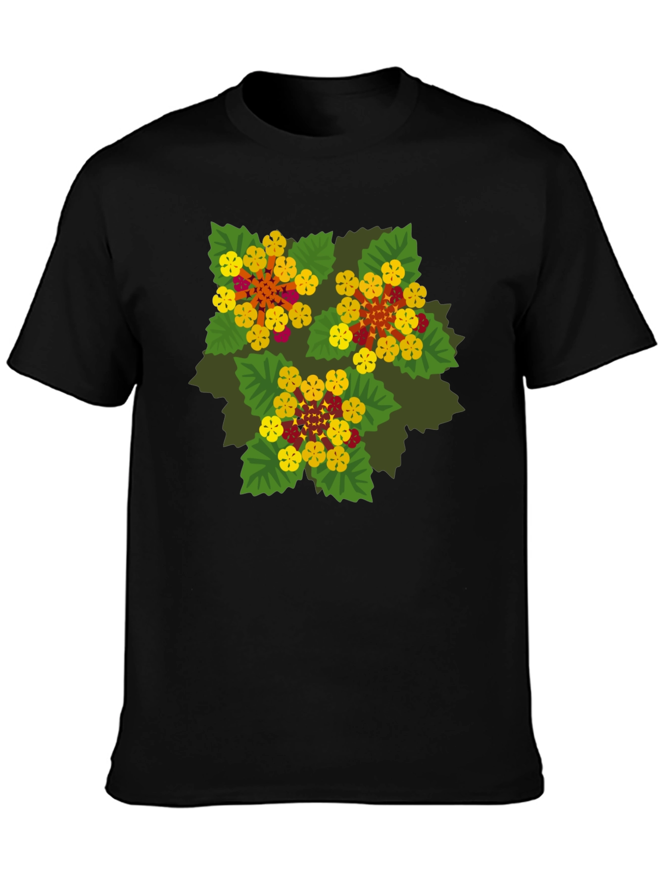 Floral Graphic Print Black T-Shirt