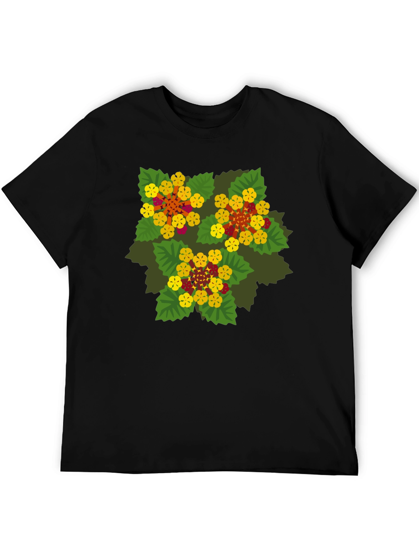 Floral Graphic Print Black T-Shirt