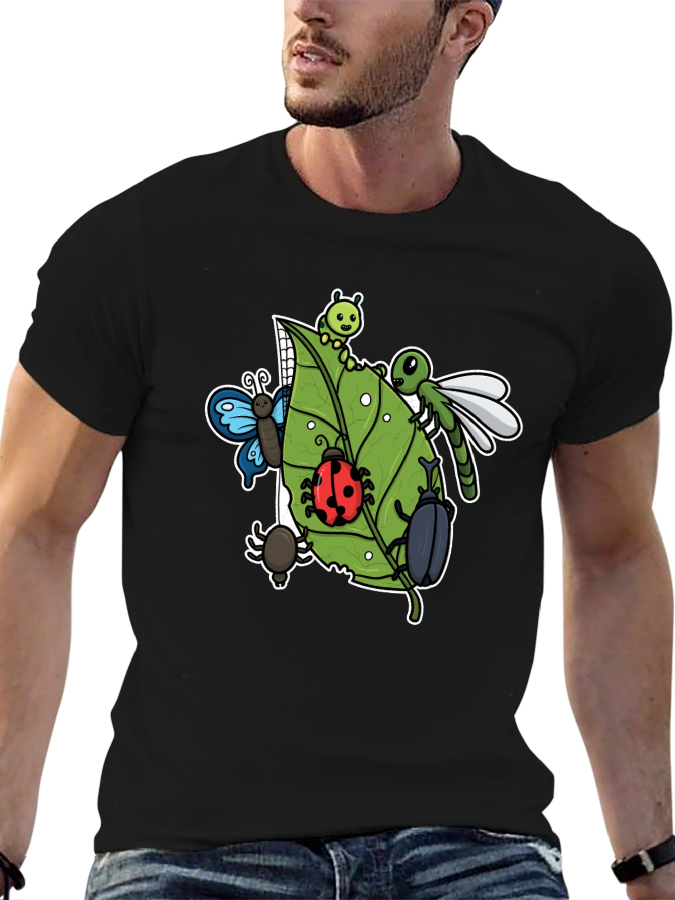 Insect Graphic Tee - Black Cotton T-Shirt