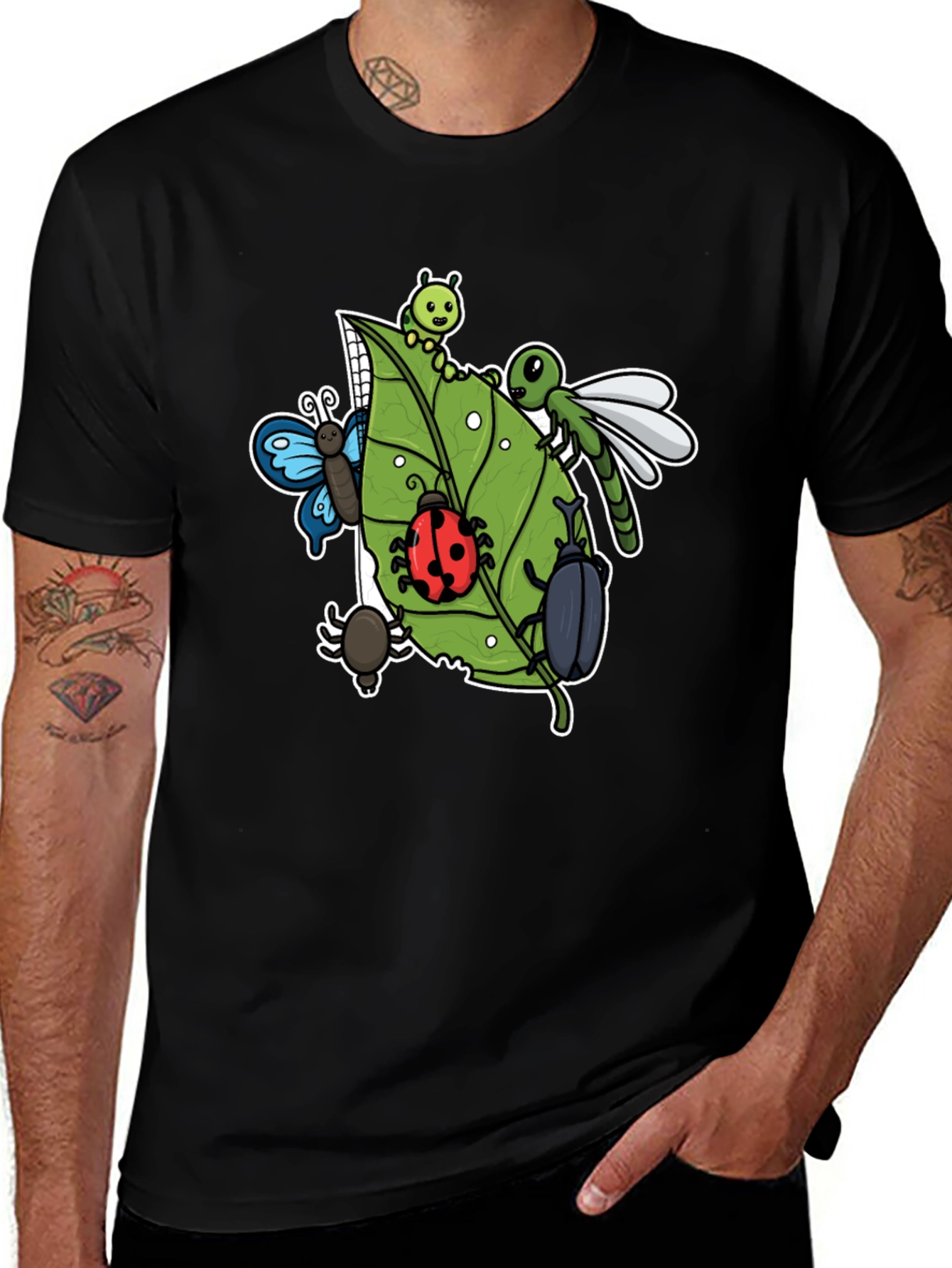 Insect Graphic Tee - Black Cotton T-Shirt