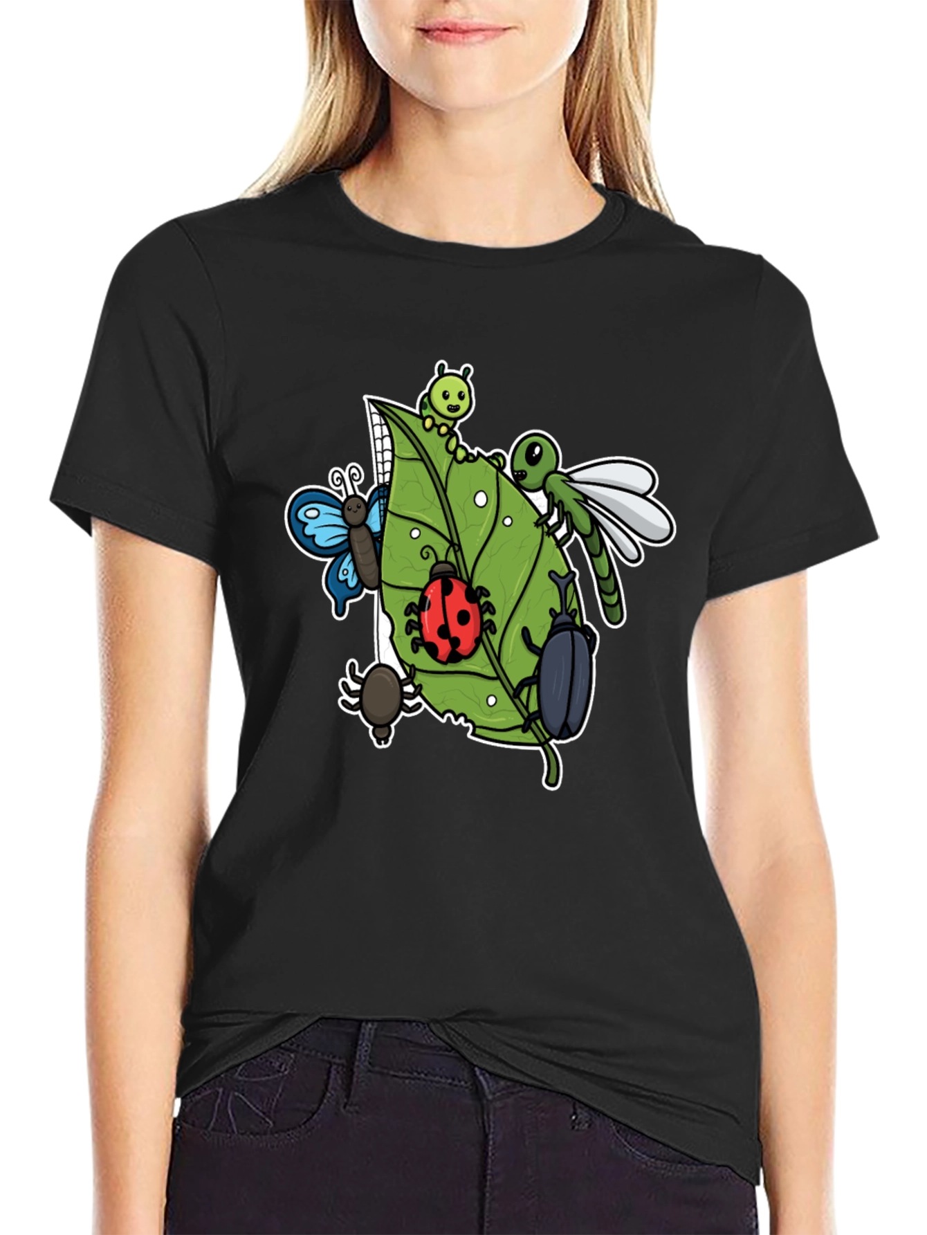 Insect Graphic Tee - Black Cotton T-Shirt