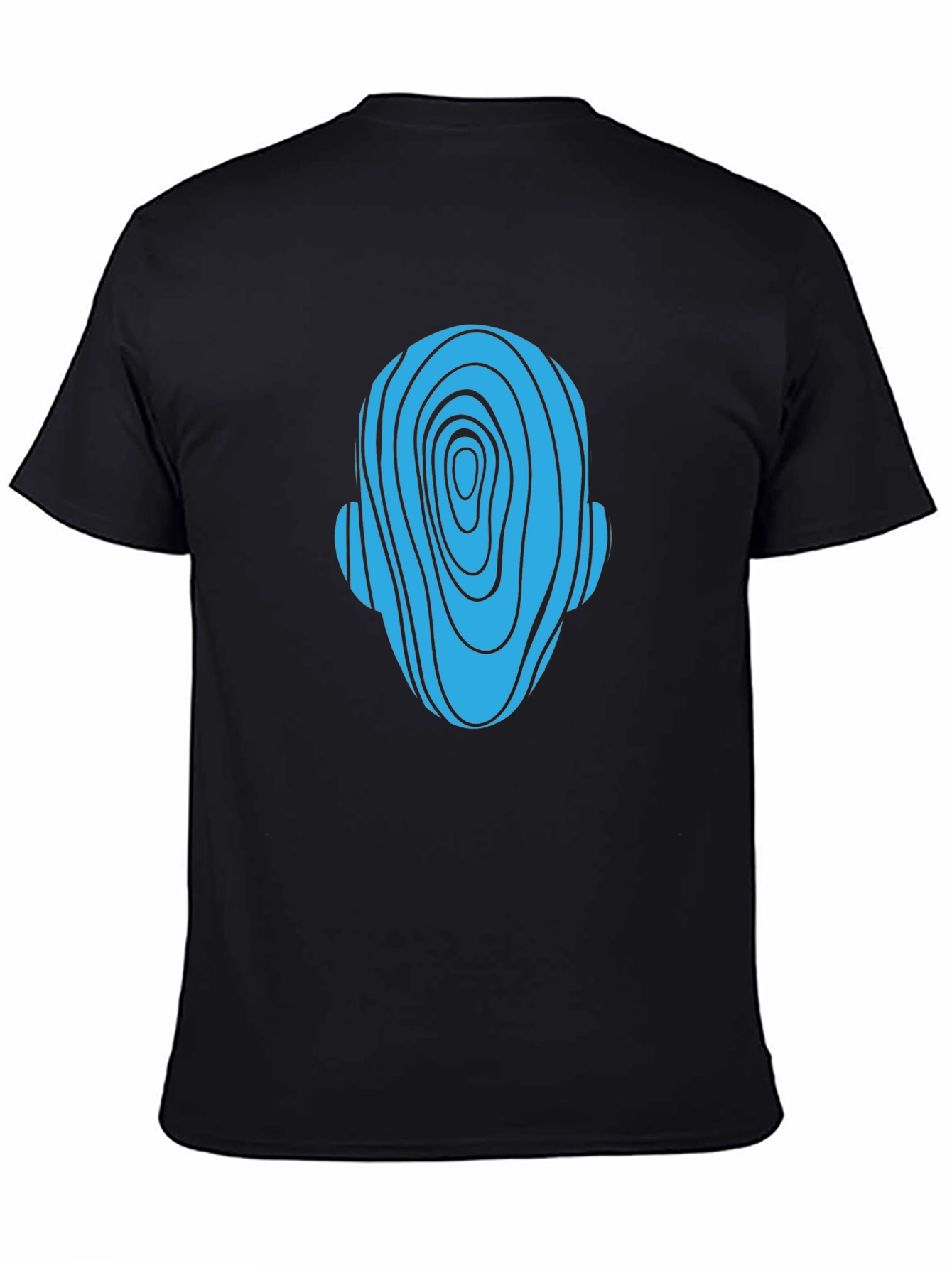 Abstract Head Graphic Tee - Black Cotton Casual Shirt