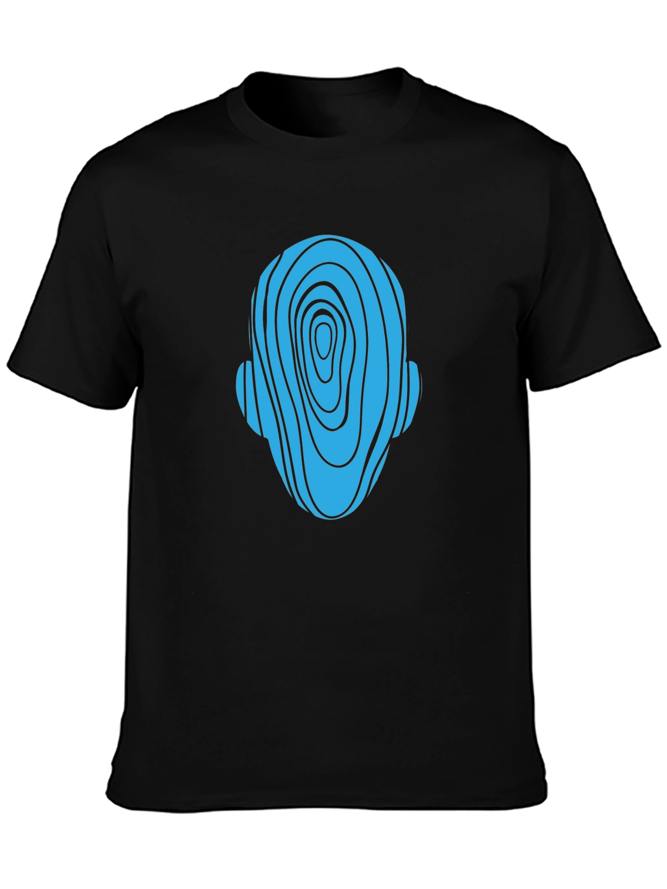 Abstract Head Graphic Tee - Black Cotton Casual Shirt