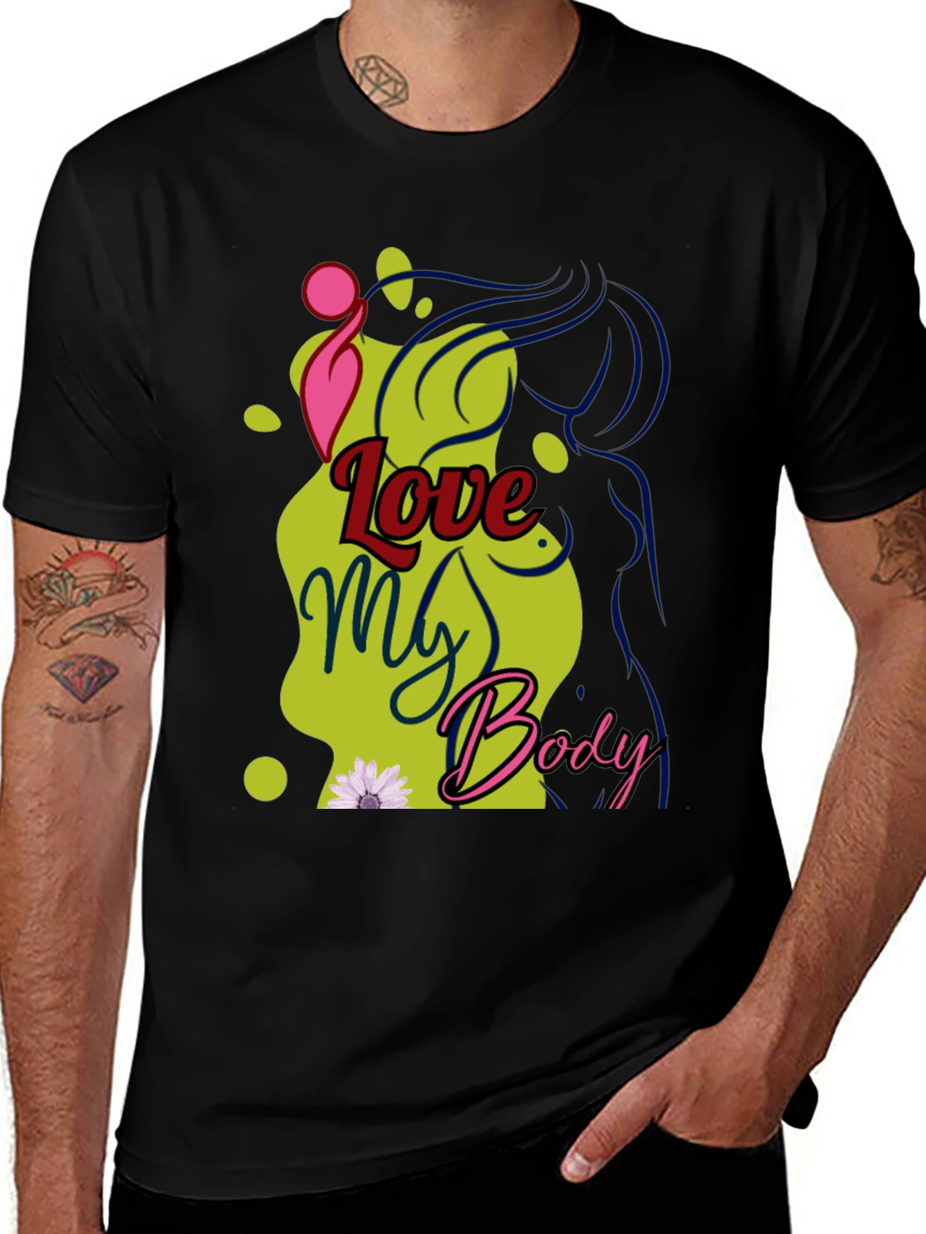 Love My Body Graphic Tee - Unisex Black T-Shirt