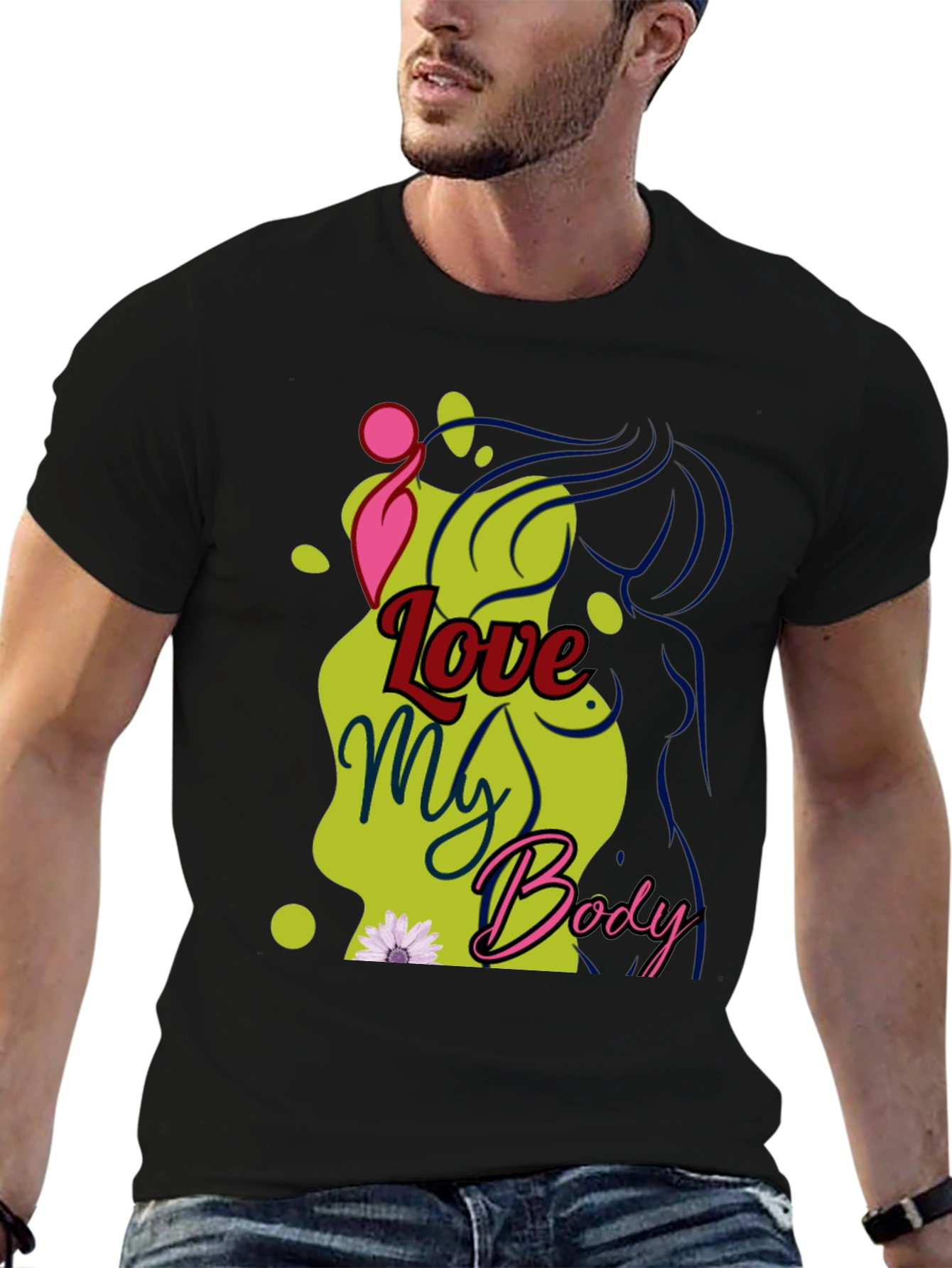 Love My Body Graphic Tee - Unisex Black T-Shirt