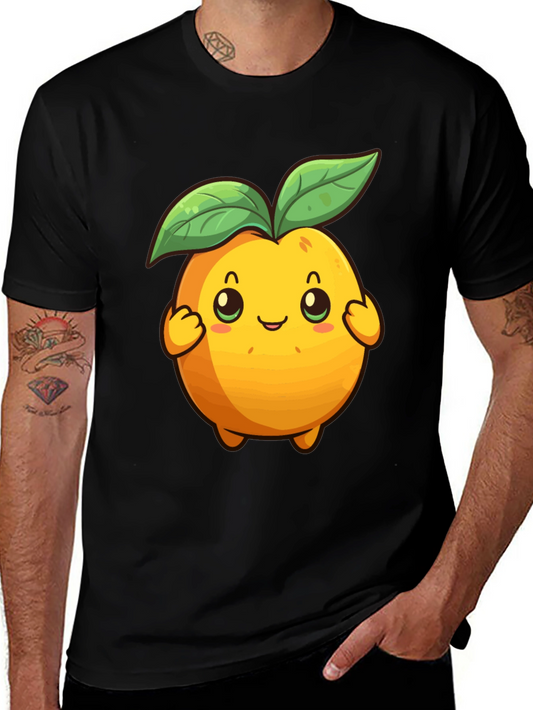 Cute Cartoon Fruit Graphic Tee - Black