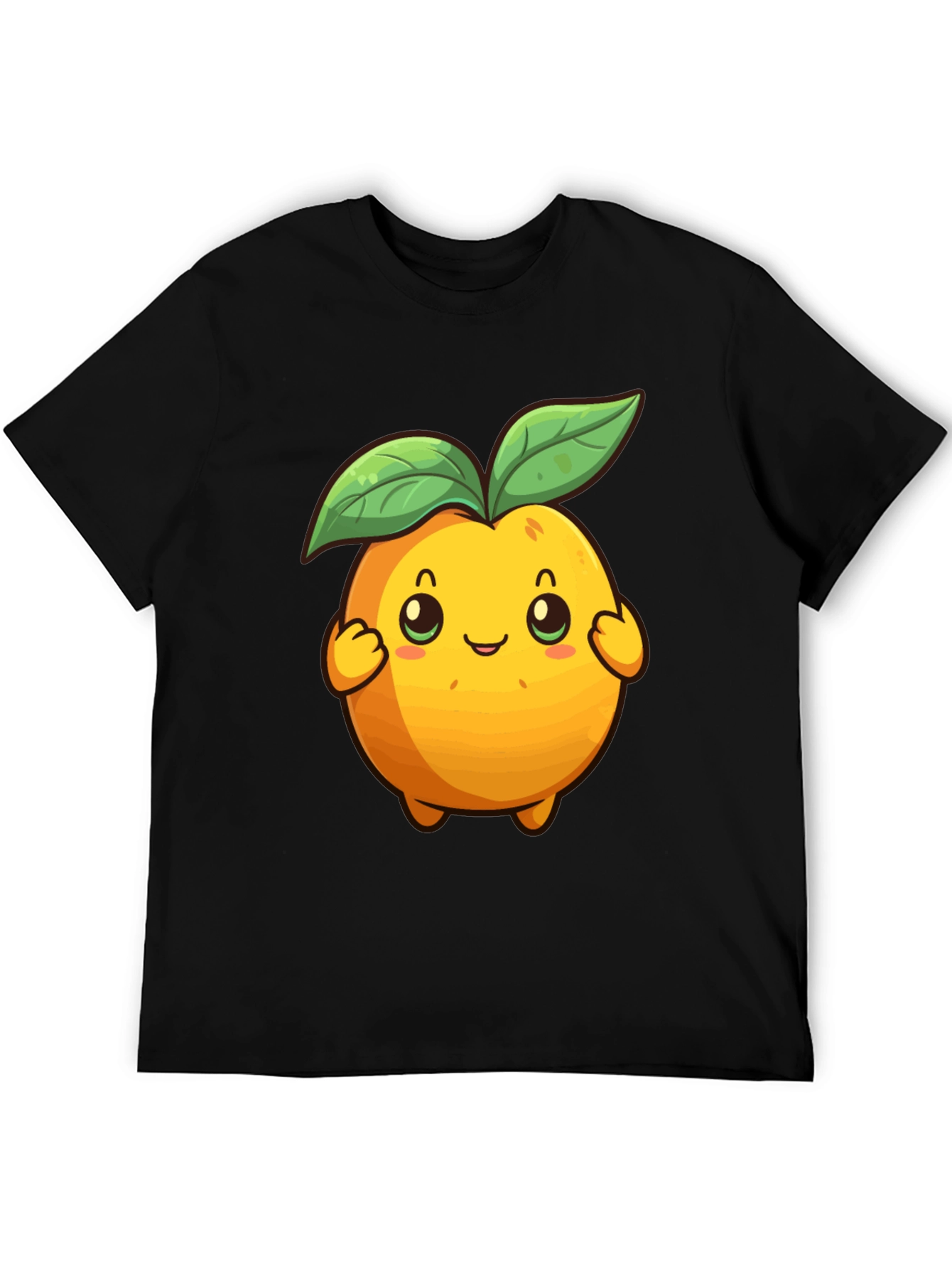Cute Cartoon Fruit Graphic Tee - Black