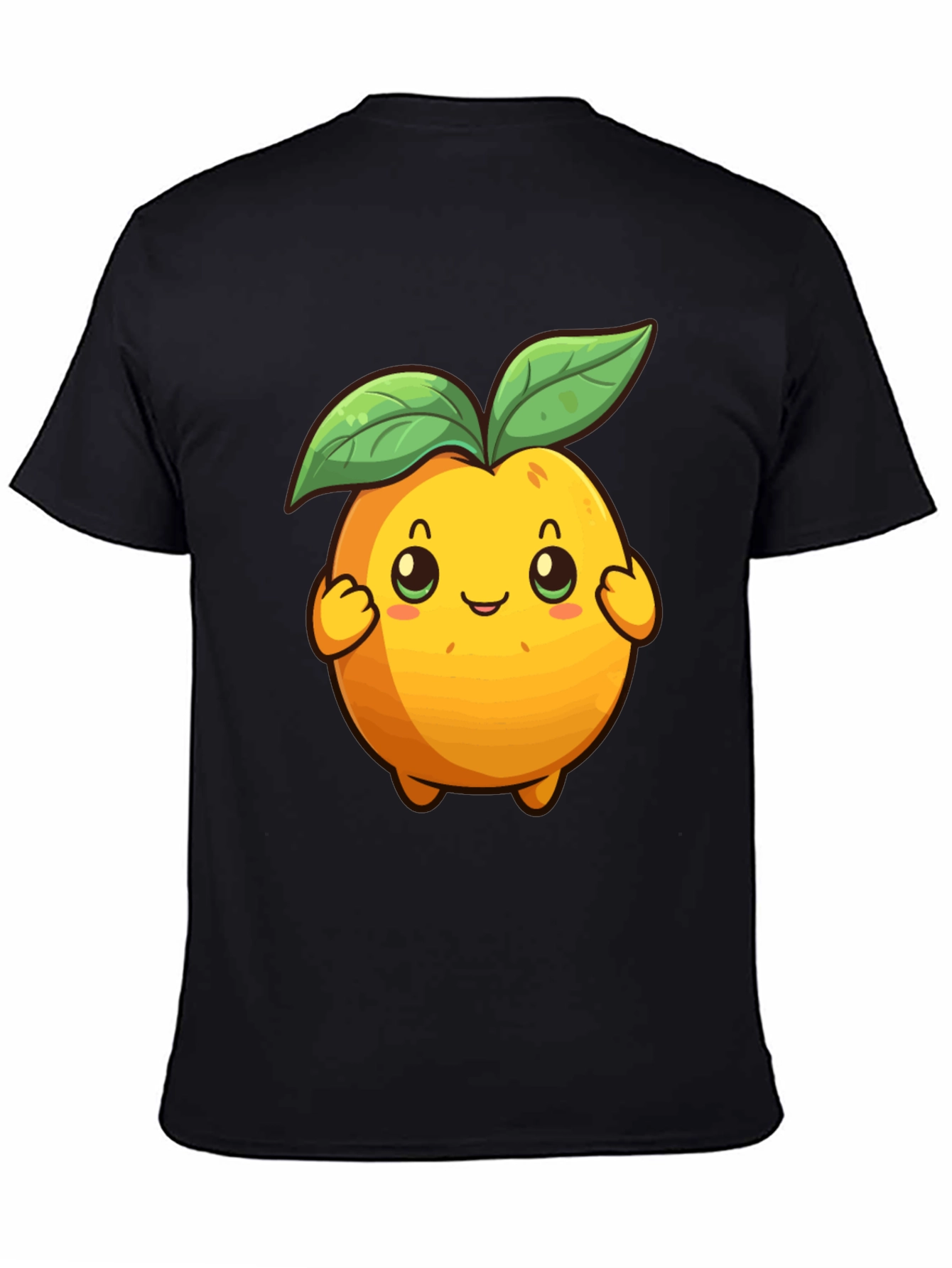 Cute Cartoon Fruit Graphic Tee - Black