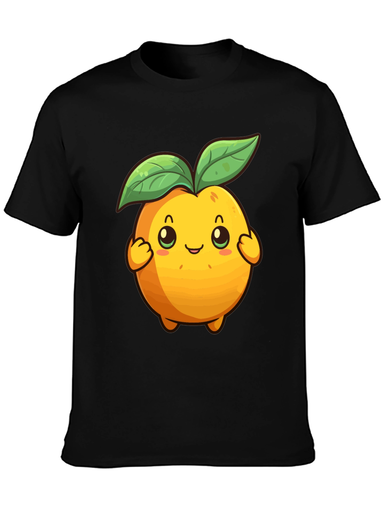 Cute Cartoon Fruit Graphic Tee - Black