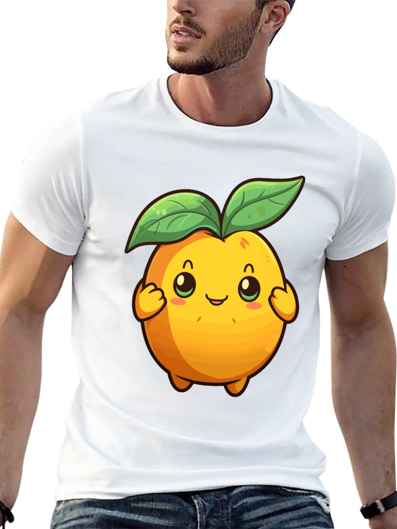 Cute Cartoon Fruit Graphic Tee - Black