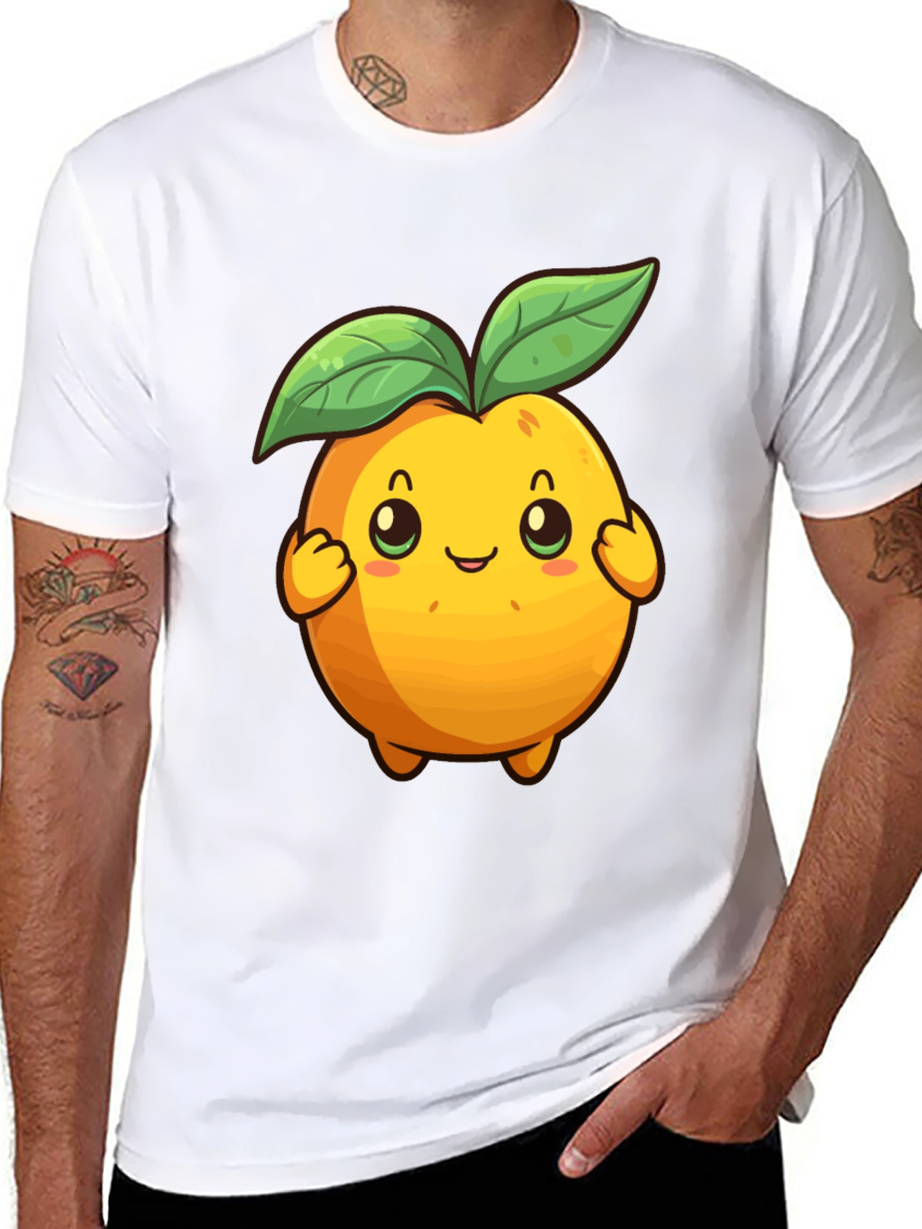 Cute Cartoon Fruit Graphic Tee - Black