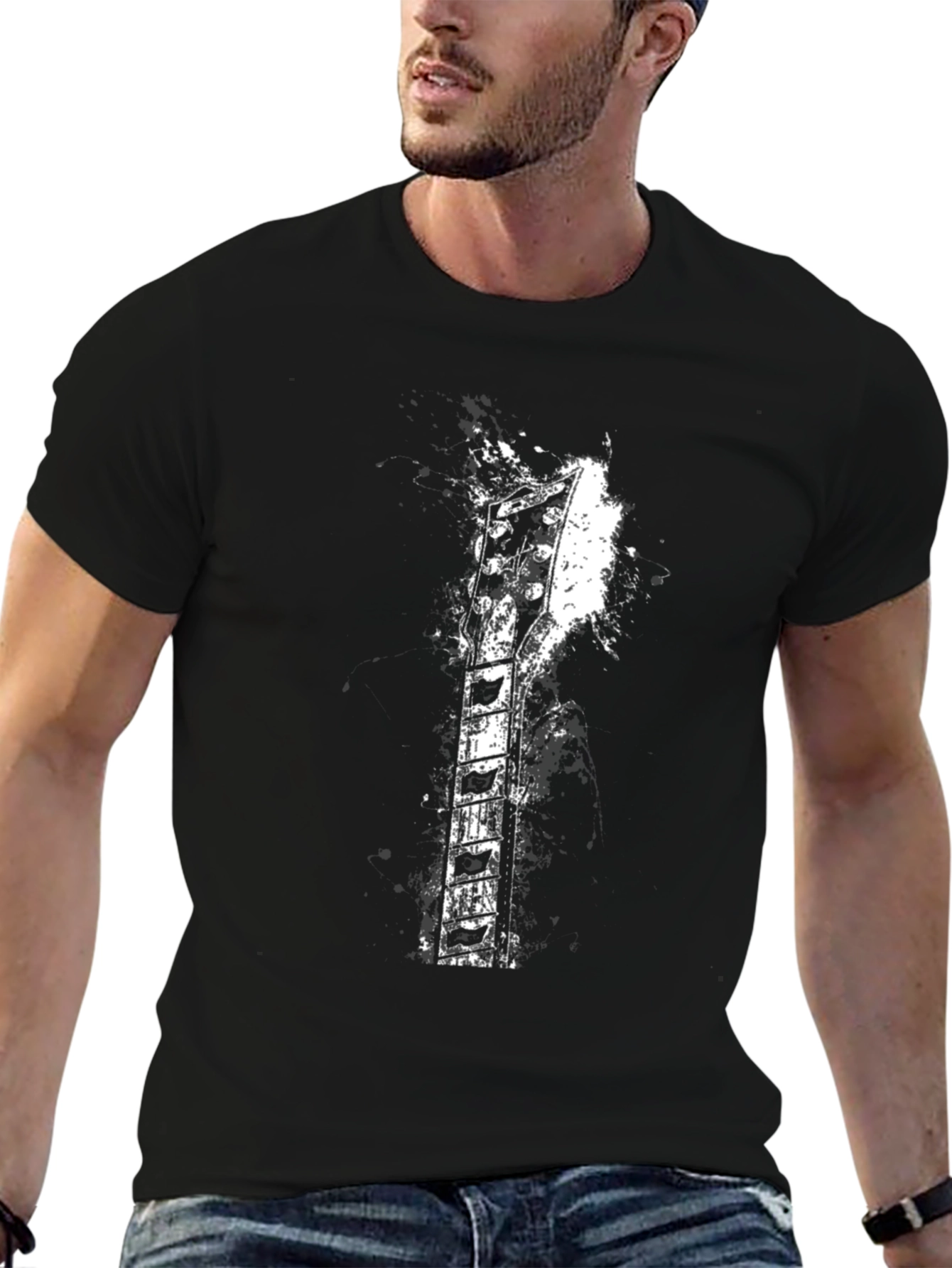 Guitar Neck Graphic T-Shirt - Rock & Roll Style