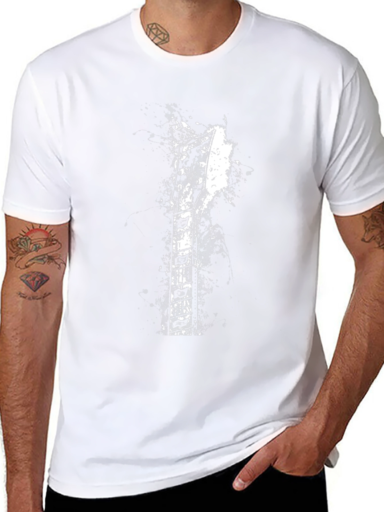 Guitar Neck Graphic T-Shirt - Rock & Roll Style