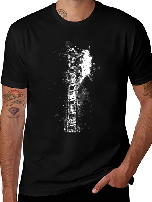 Guitar Neck Graphic T-Shirt - Rock & Roll Style