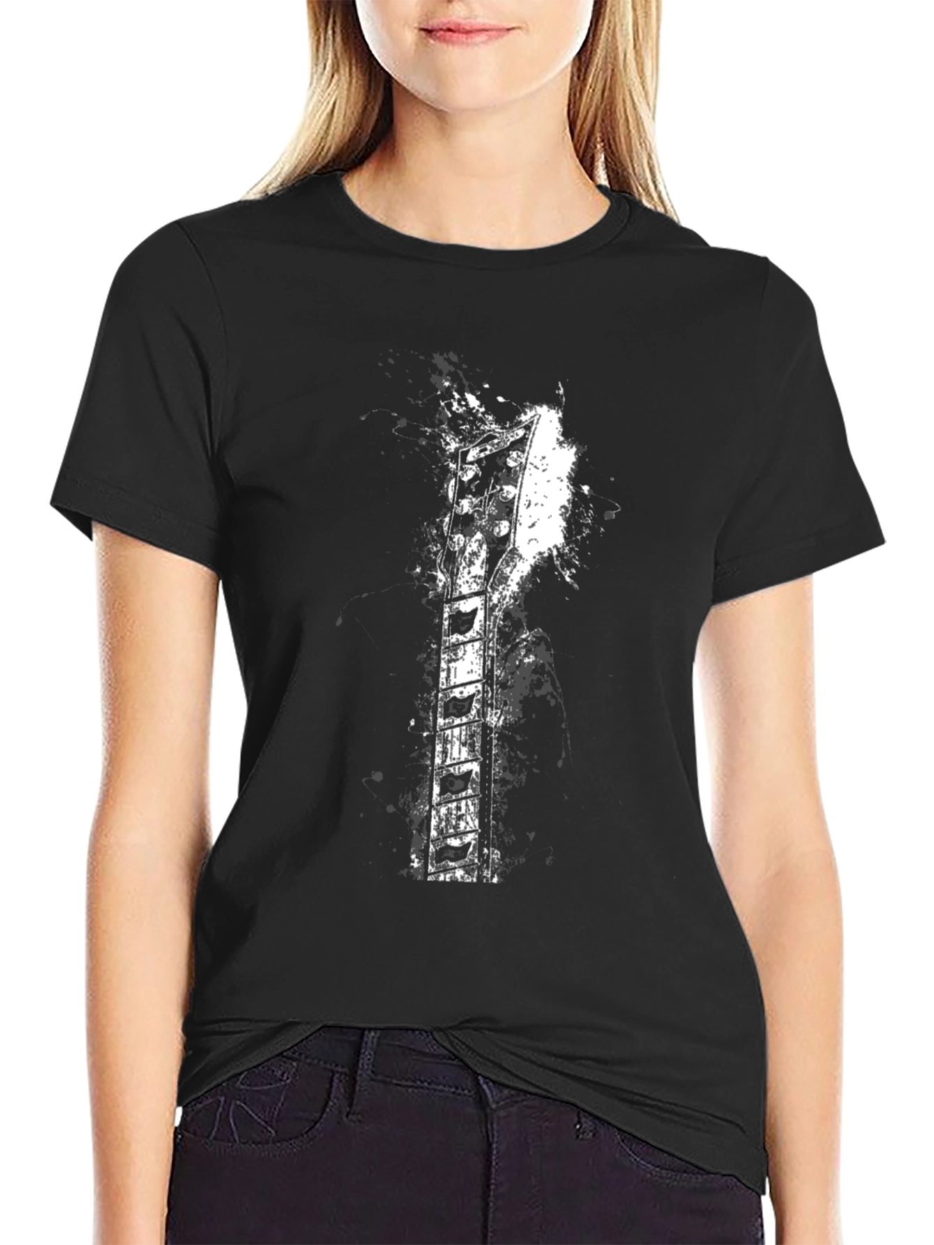 Guitar Neck Graphic T-Shirt - Rock & Roll Style