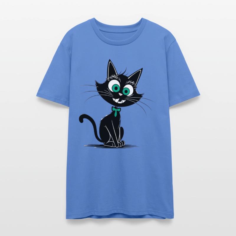 Whimsical Black Cat with Teal Accessories