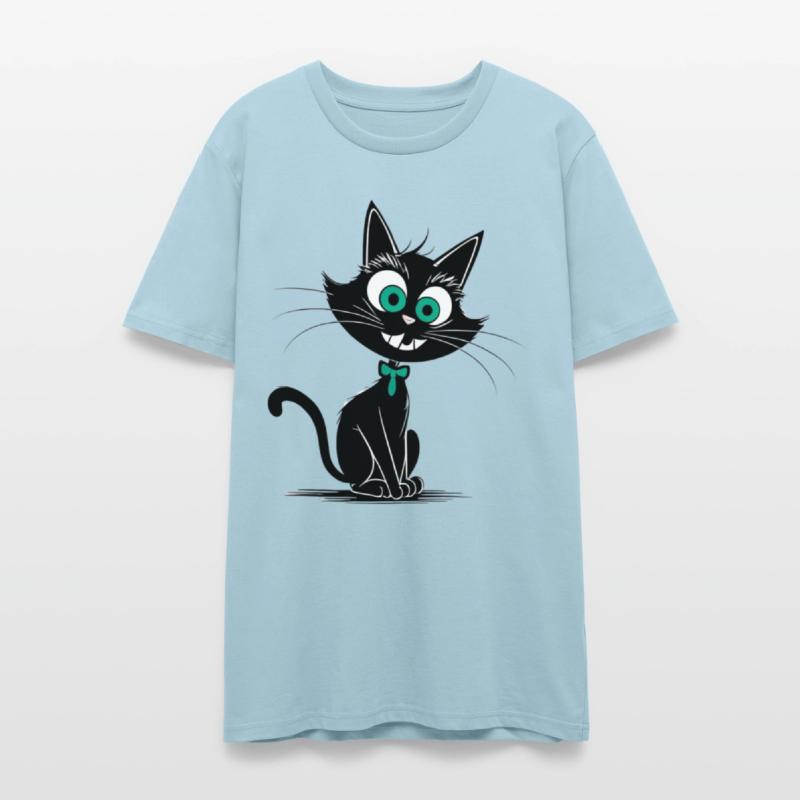 Whimsical Black Cat with Teal Accessories