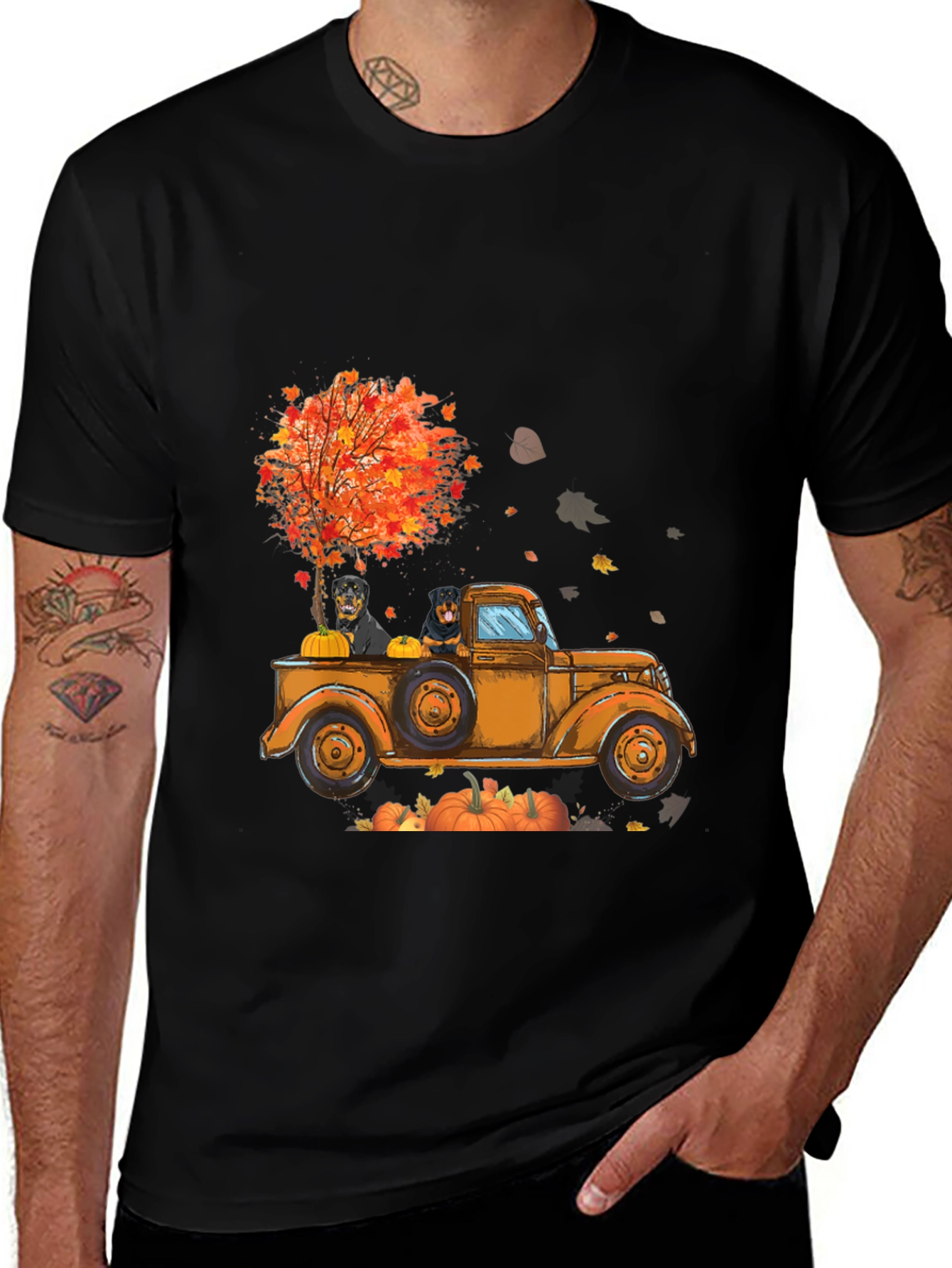 Rottweiler Fall Truck T-Shirt