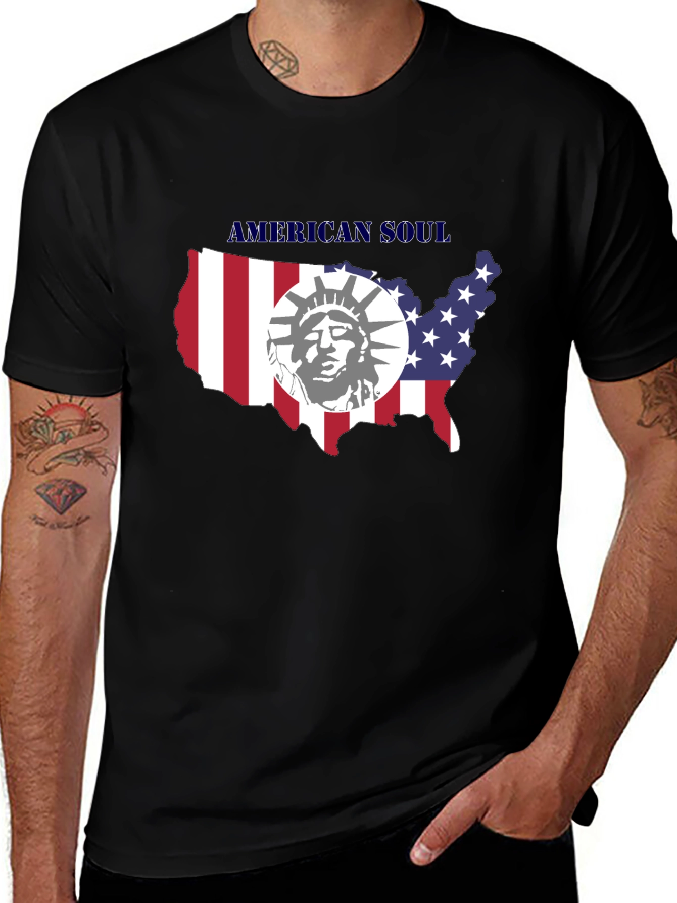 American Soul Graphic Print Black T-Shirt