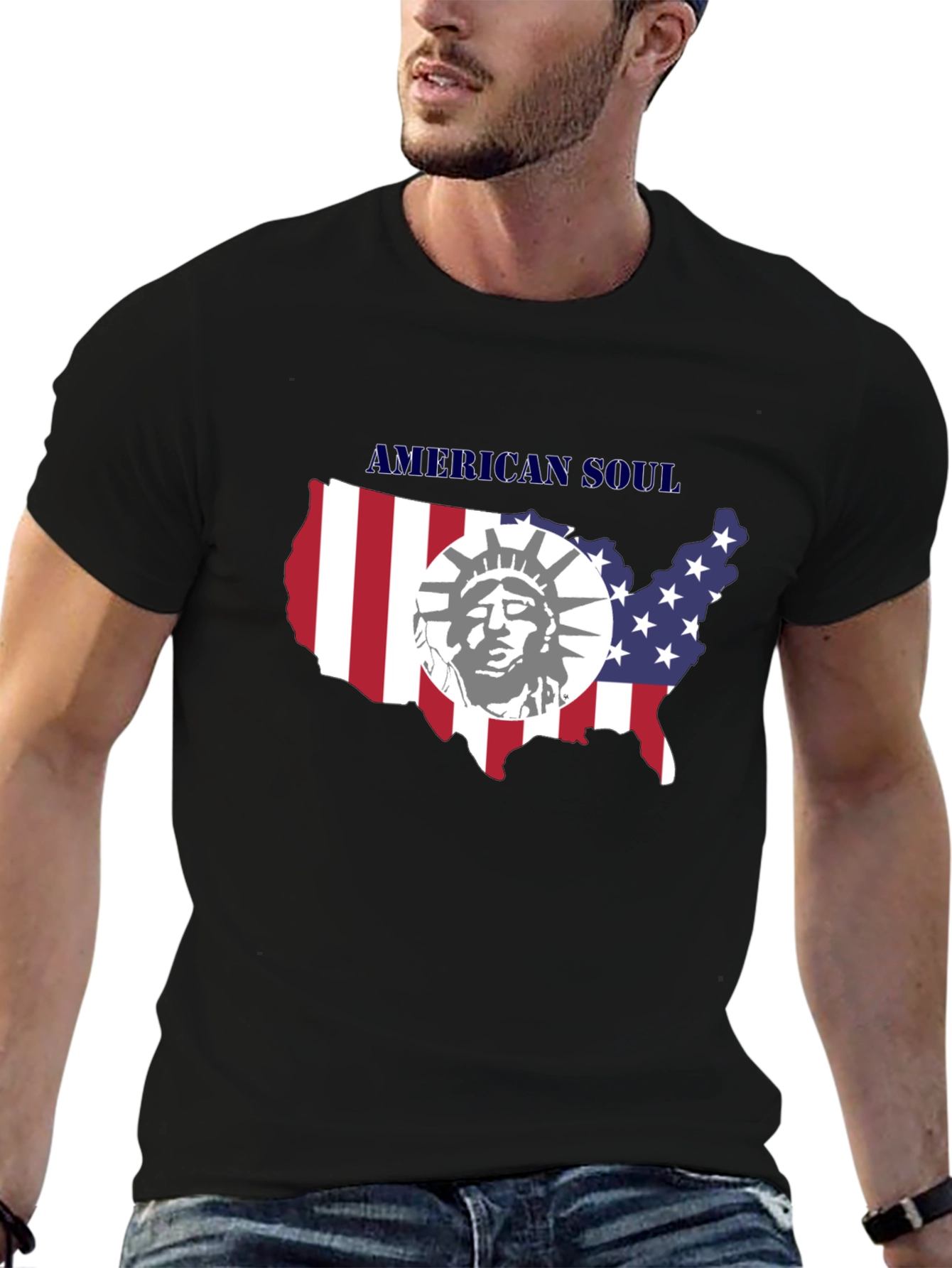 American Soul Graphic Print Black T-Shirt