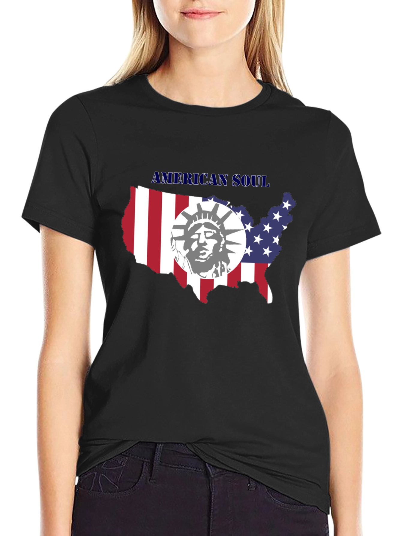 American Soul Graphic Print Black T-Shirt