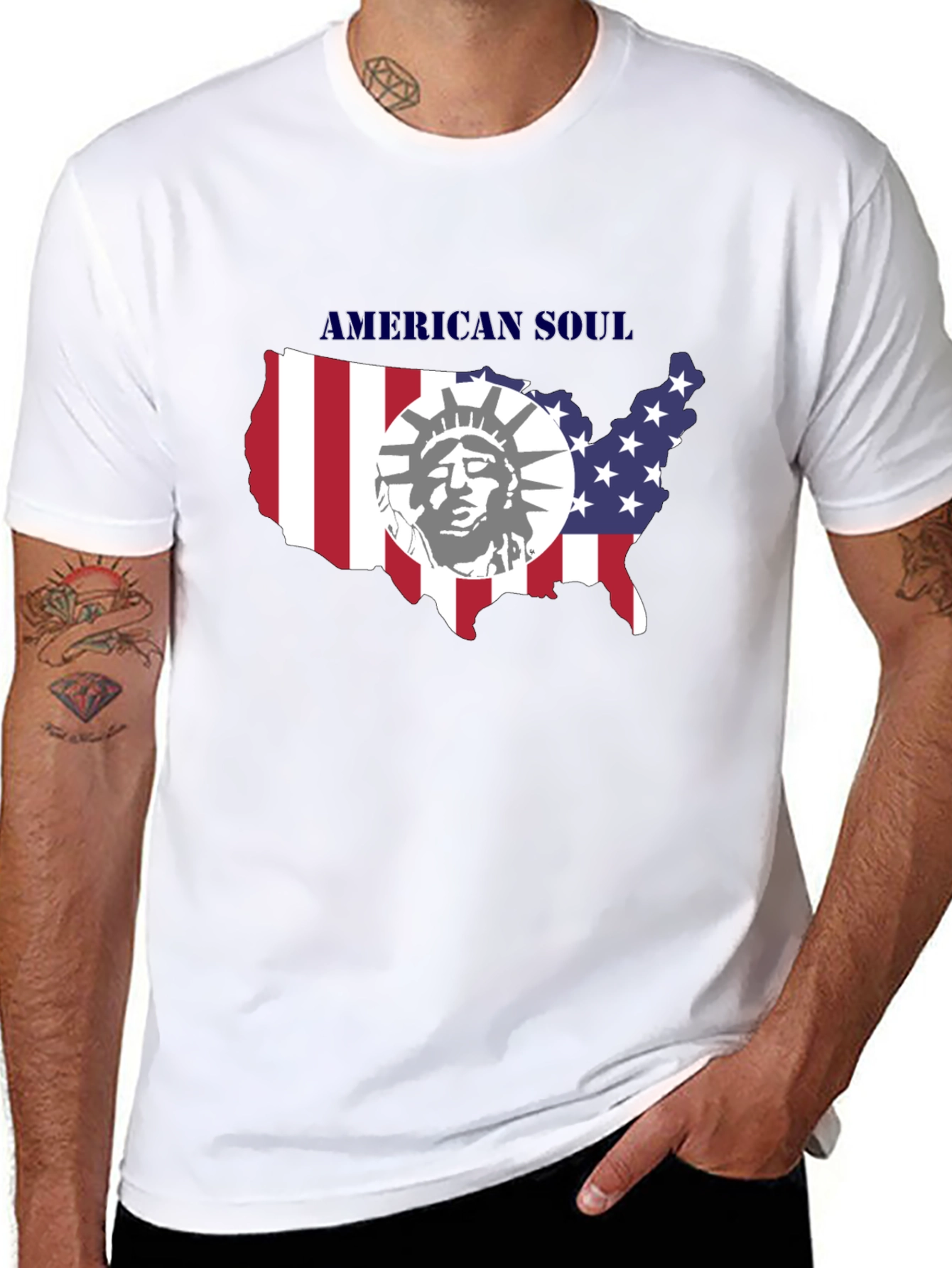 American Soul Graphic Print Black T-Shirt