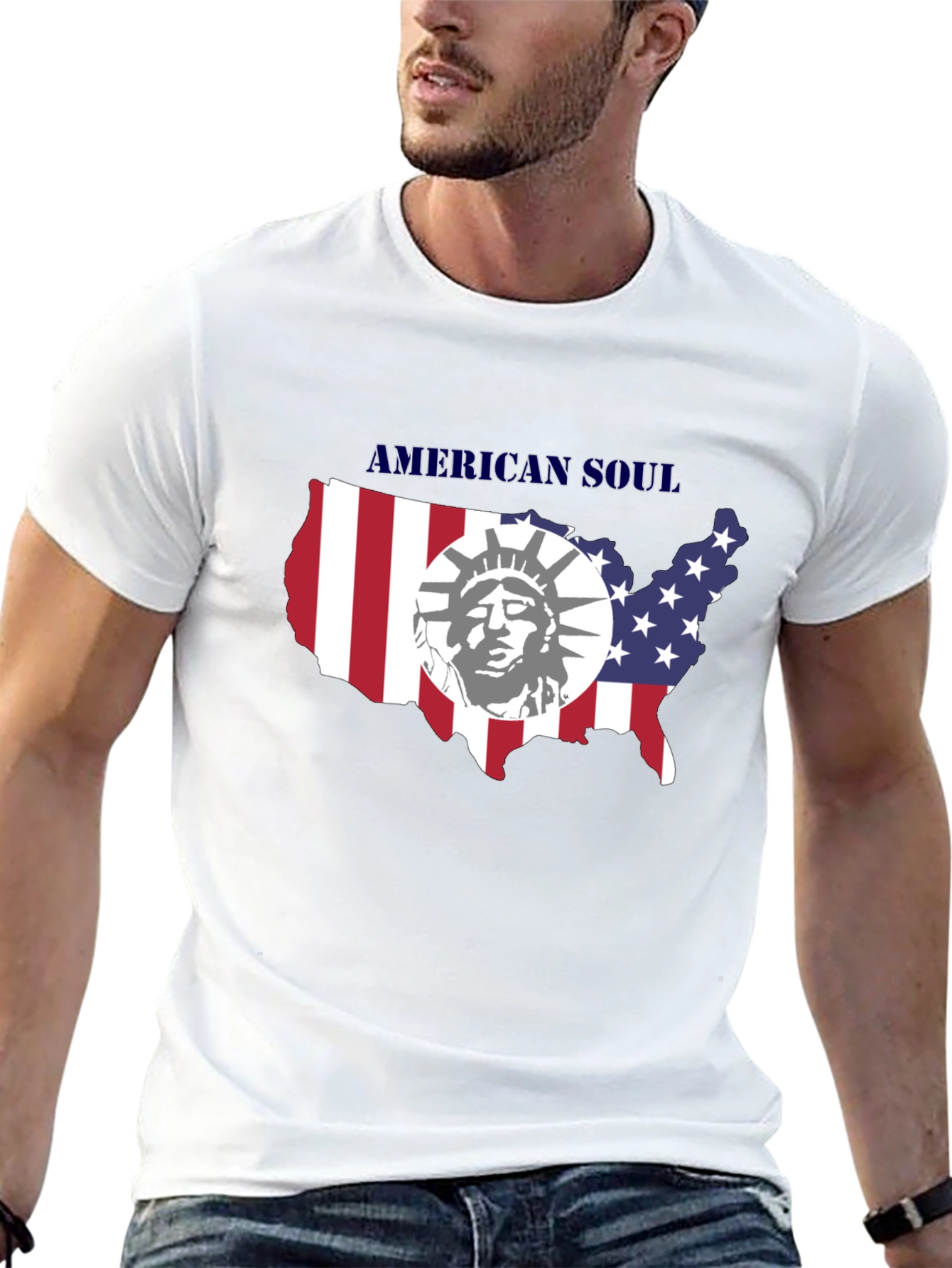 American Soul Graphic Print Black T-Shirt