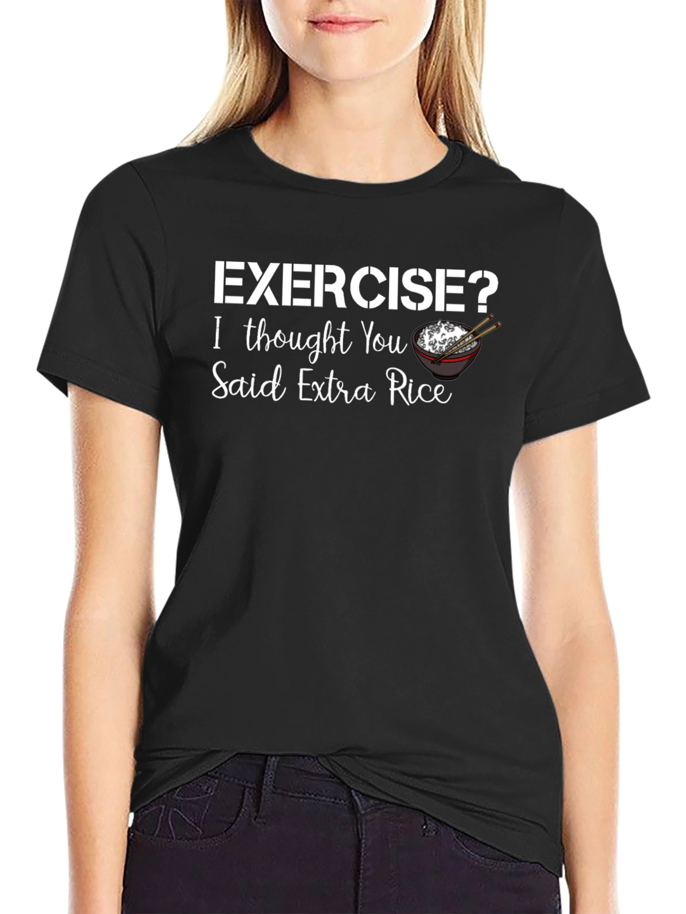 Exercise? Extra Rice T-Shirt Funny Foodie Tee