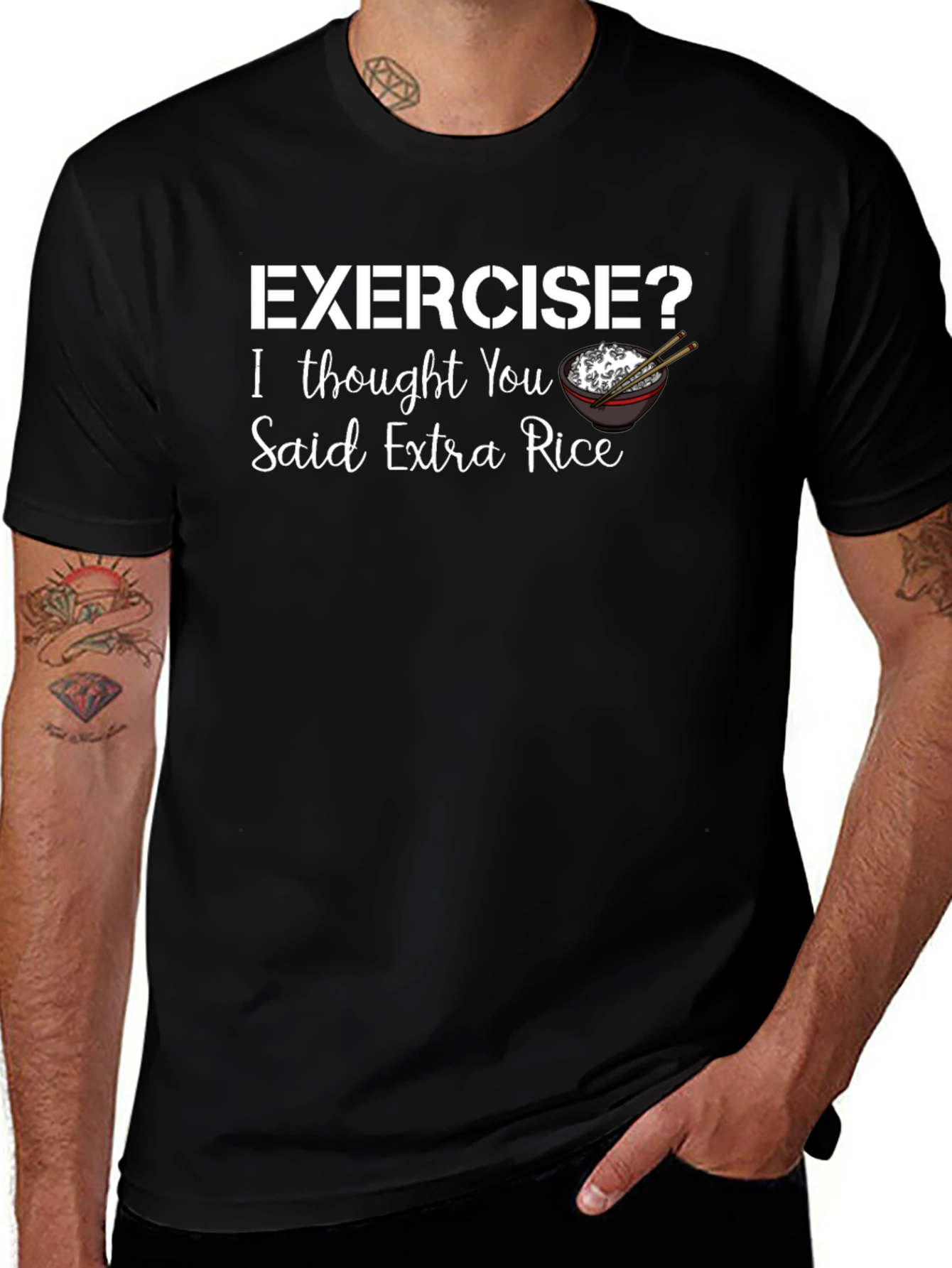 Exercise? Extra Rice T-Shirt Funny Foodie Tee