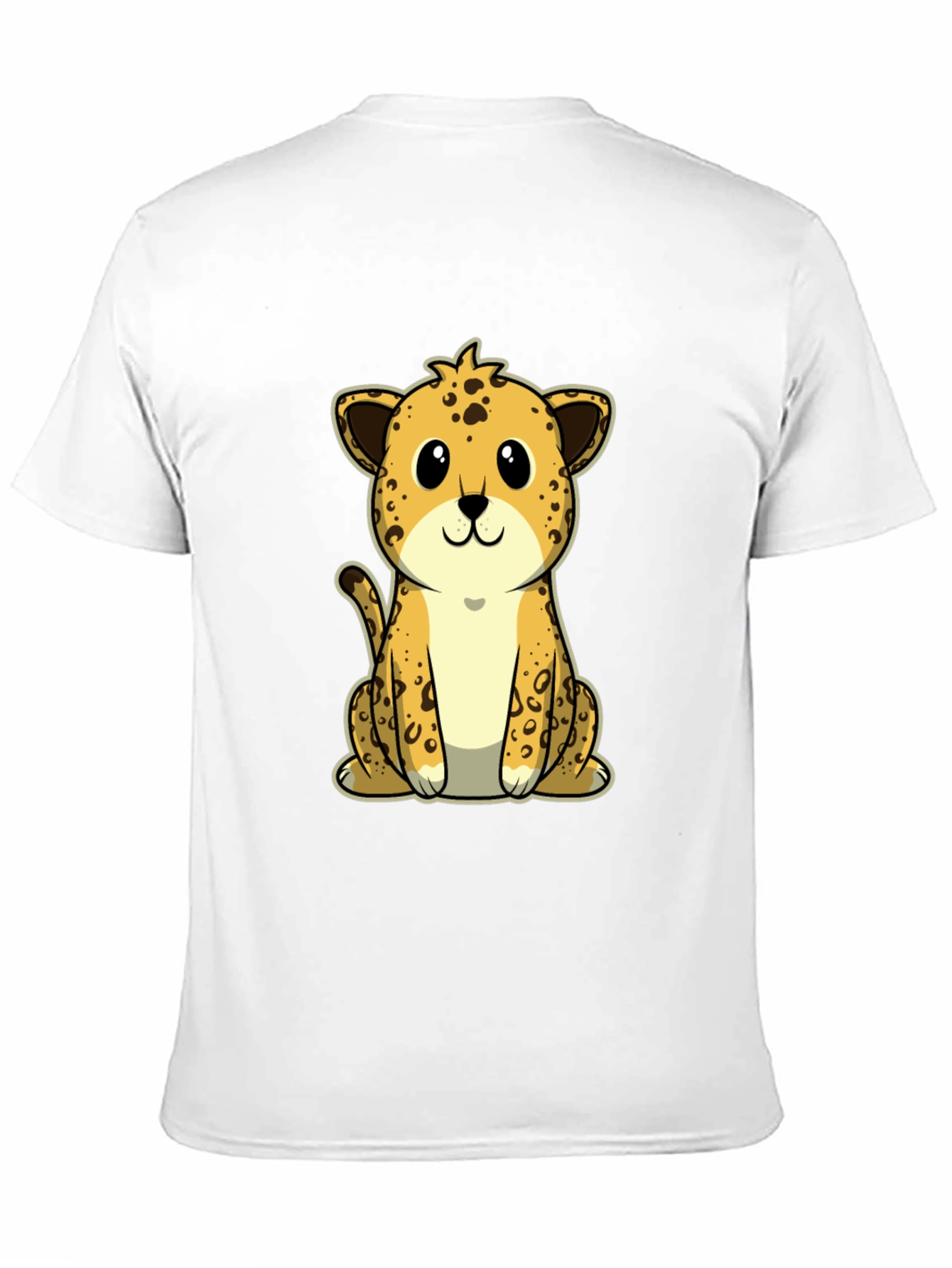 Cute Cartoon Leopard Graphic Tee - Black