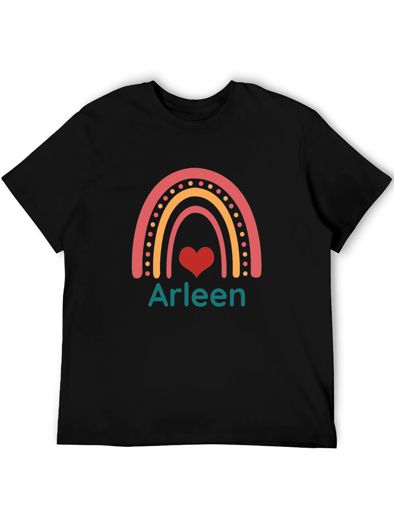 Arleen Rainbow Heart T-Shirt - Black
