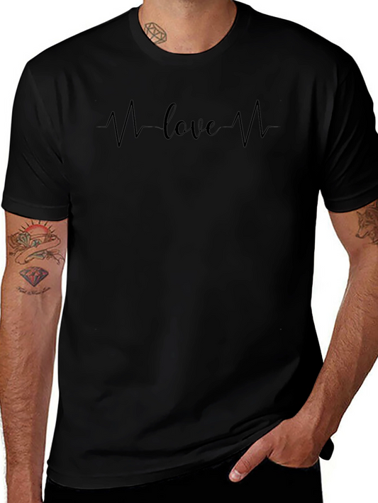 Love Heartbeat Graphic Tee - Black Casual T-Shirt
