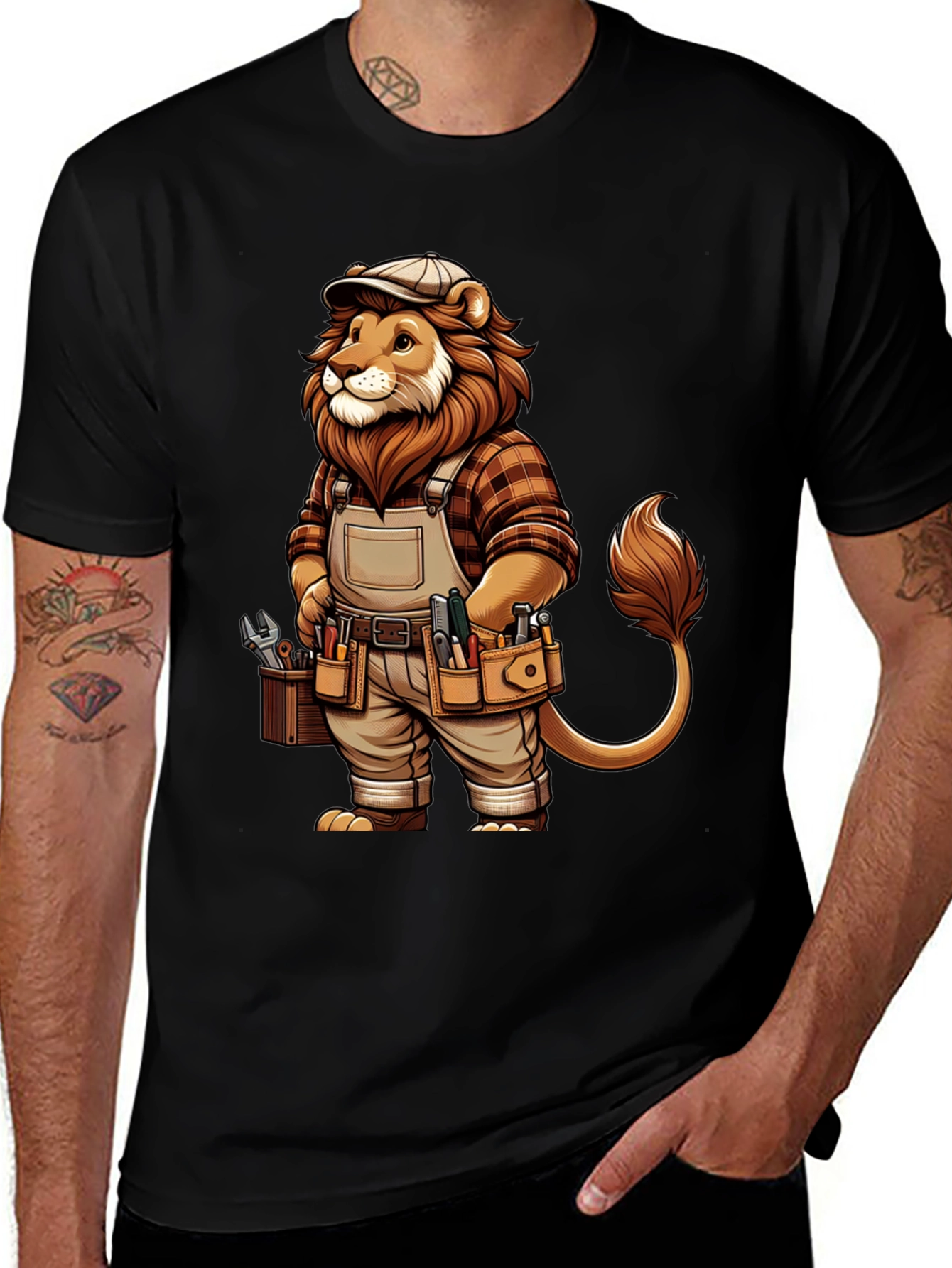 Lion Handyman Graphic Tee - Black