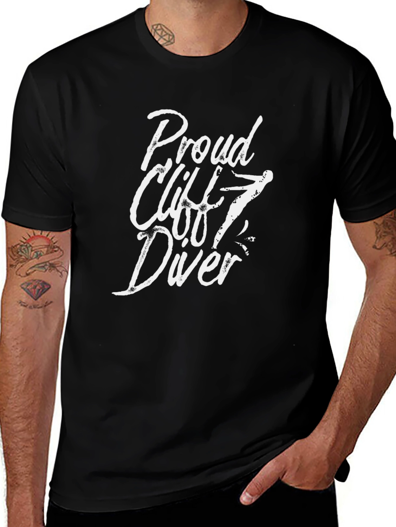 Proud Cliff Diver T-Shirt - Black Cotton Tee