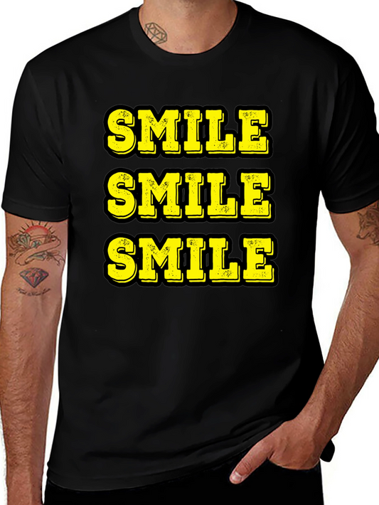 Triple Smile Graphic Tee - Black Cotton T-Shirt