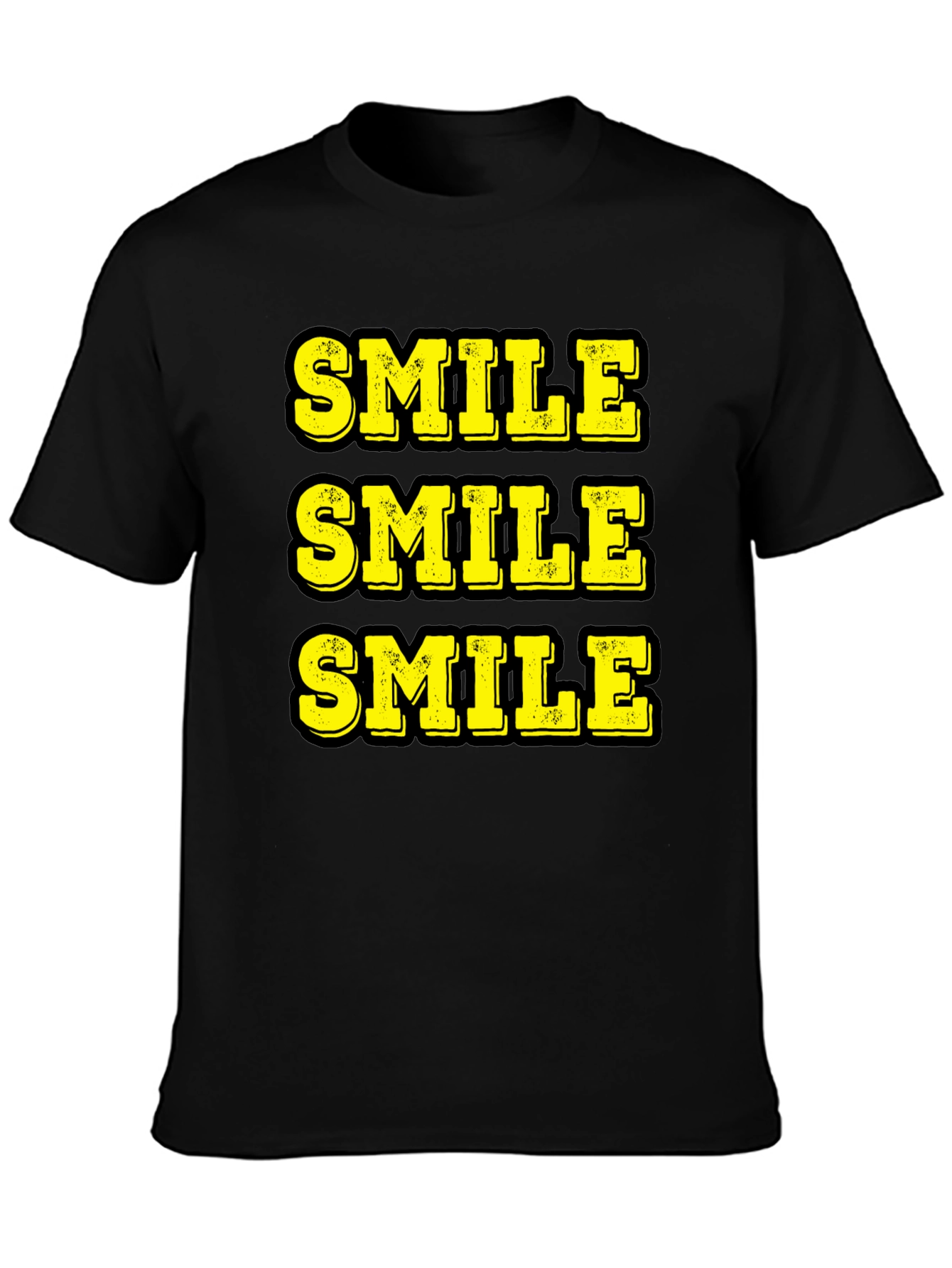 Triple Smile Graphic Tee - Black Cotton T-Shirt