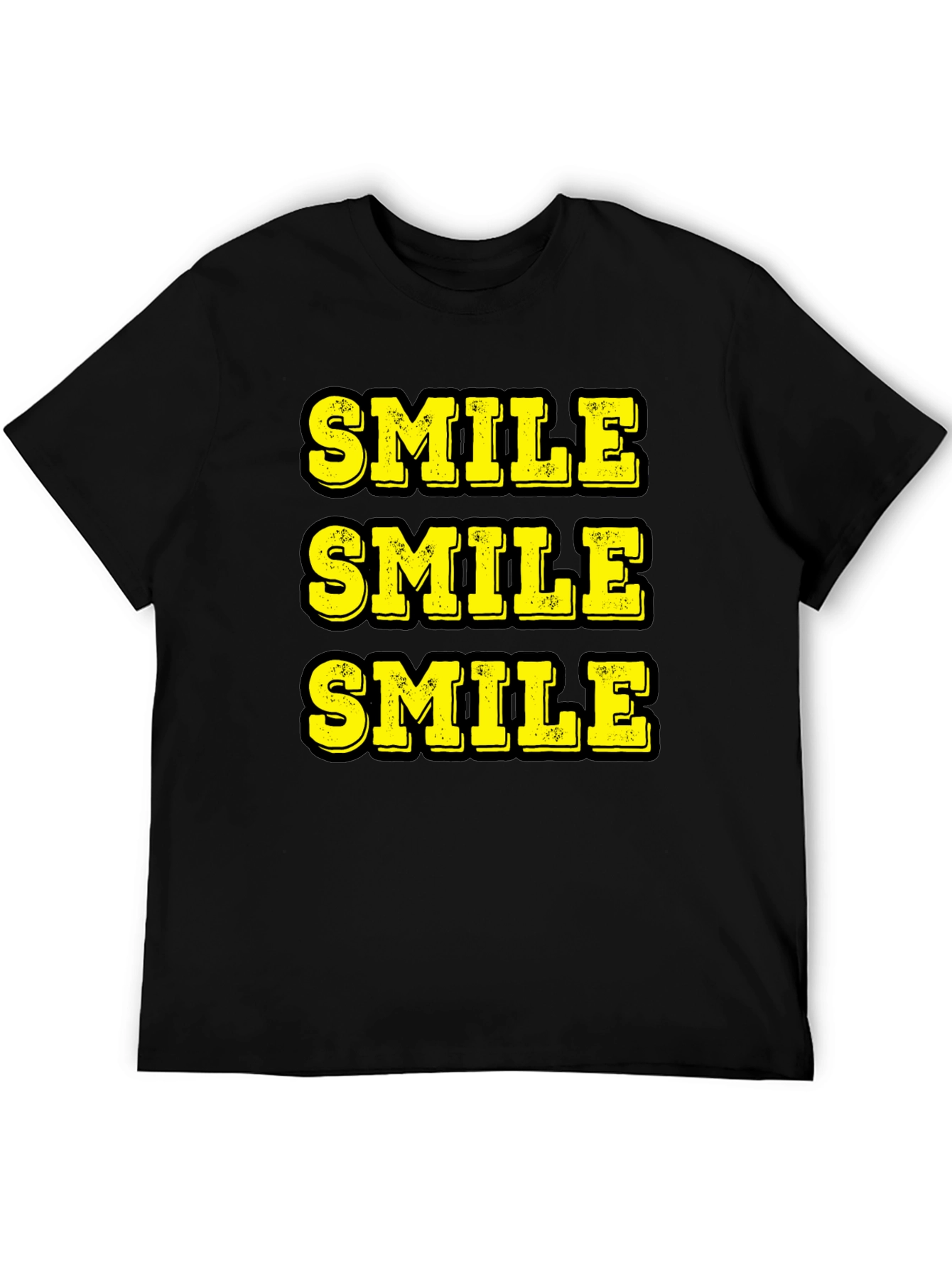 Triple Smile Graphic Tee - Black Cotton T-Shirt